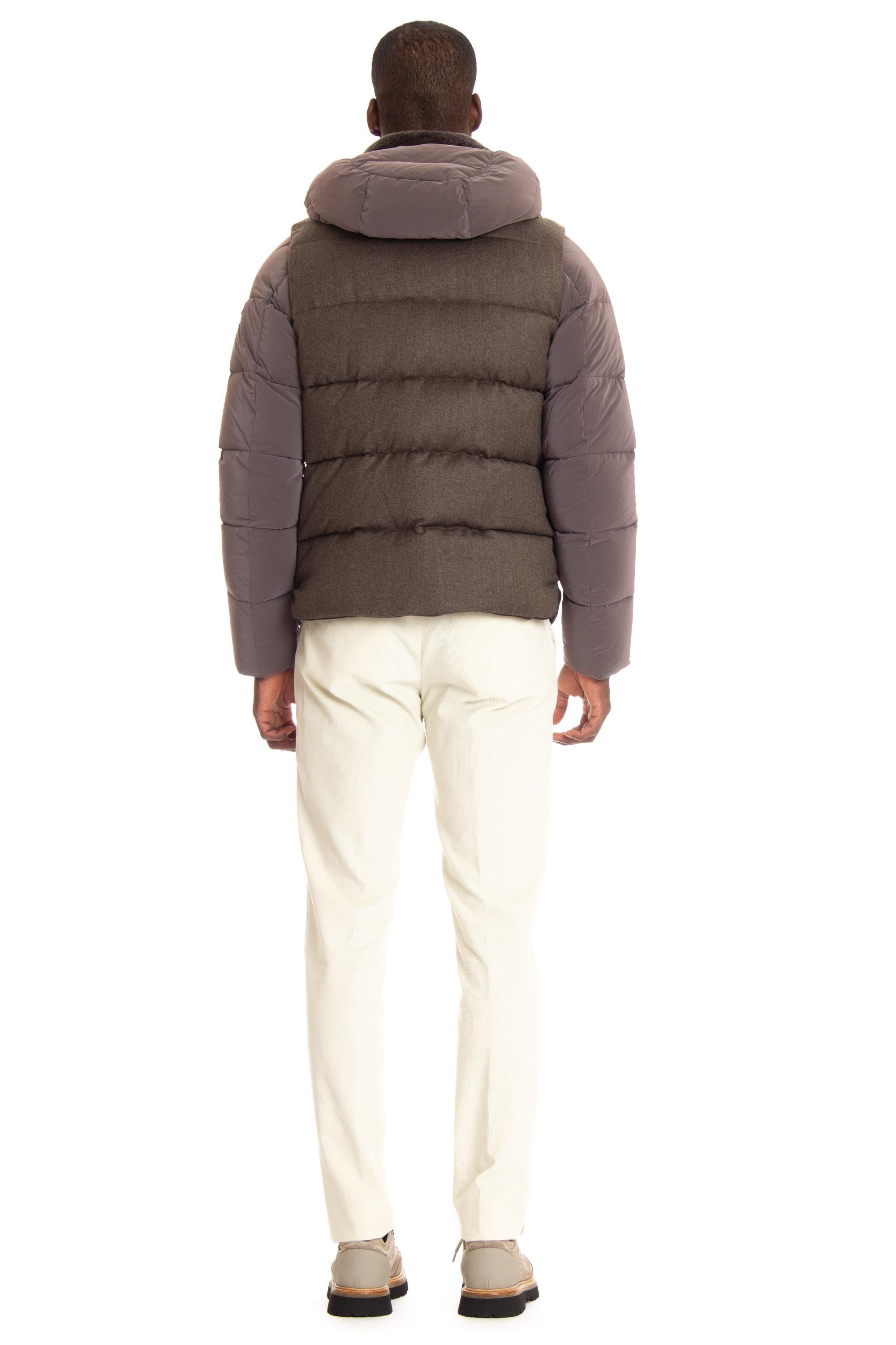 Piumino bimateriale con maniche staccabili mod. casciano-fur CASCIANO-FUR-OSL V1141 Moorer 