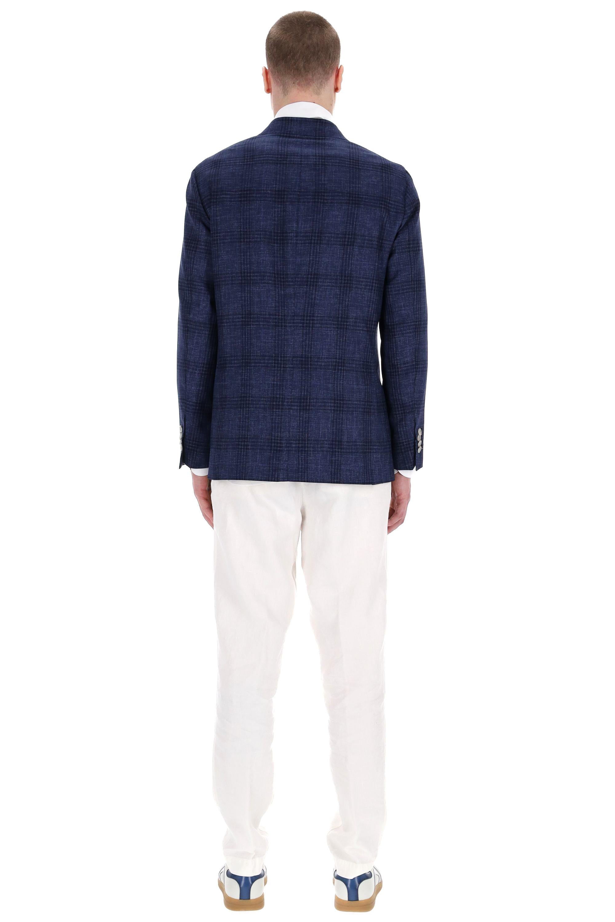 Giacca sartoriale doppiopetto in lana vergine Principe di Galles DP_48046 0001 Barba 