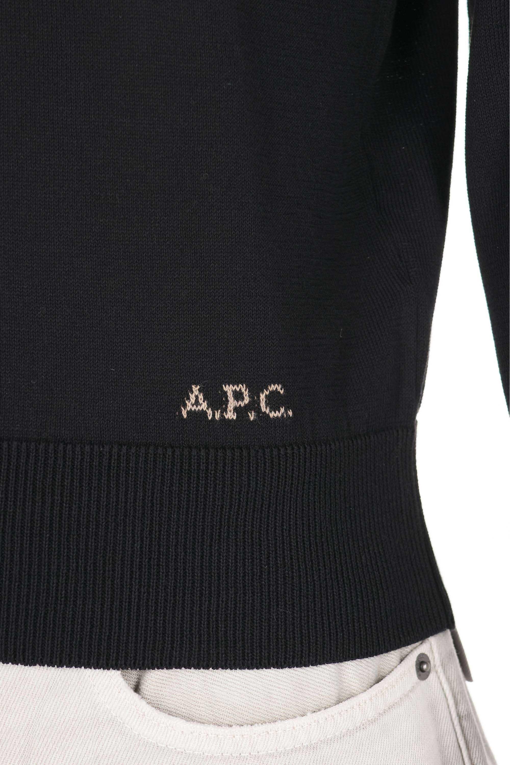 A.P.C. Maglia girocollo in cotone con logo COEZJ-H23455 LZZ-NOIR 