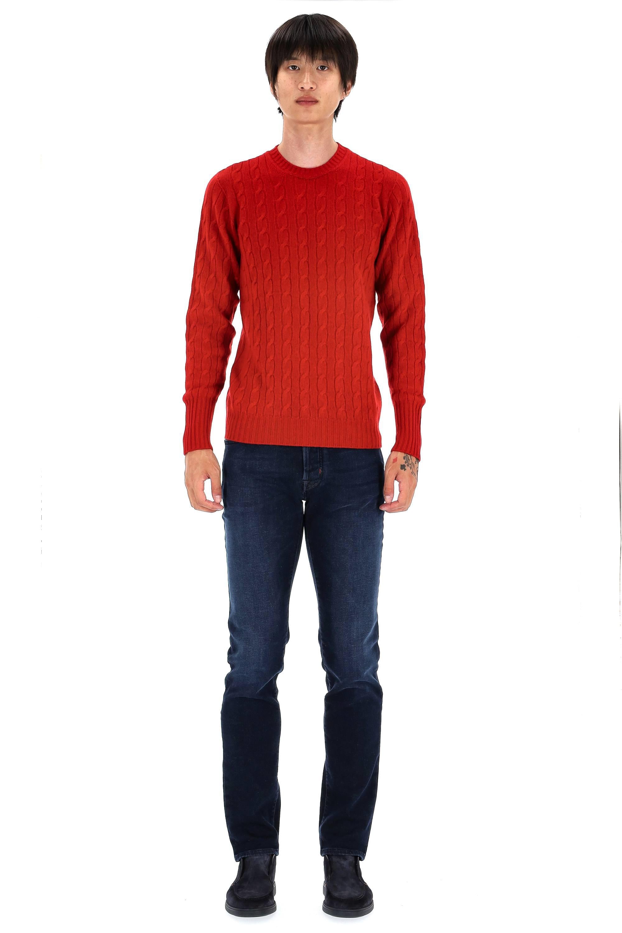 Maglia girocollo a trecce in puro cashmere D4K133N-2 363 Drumohr 