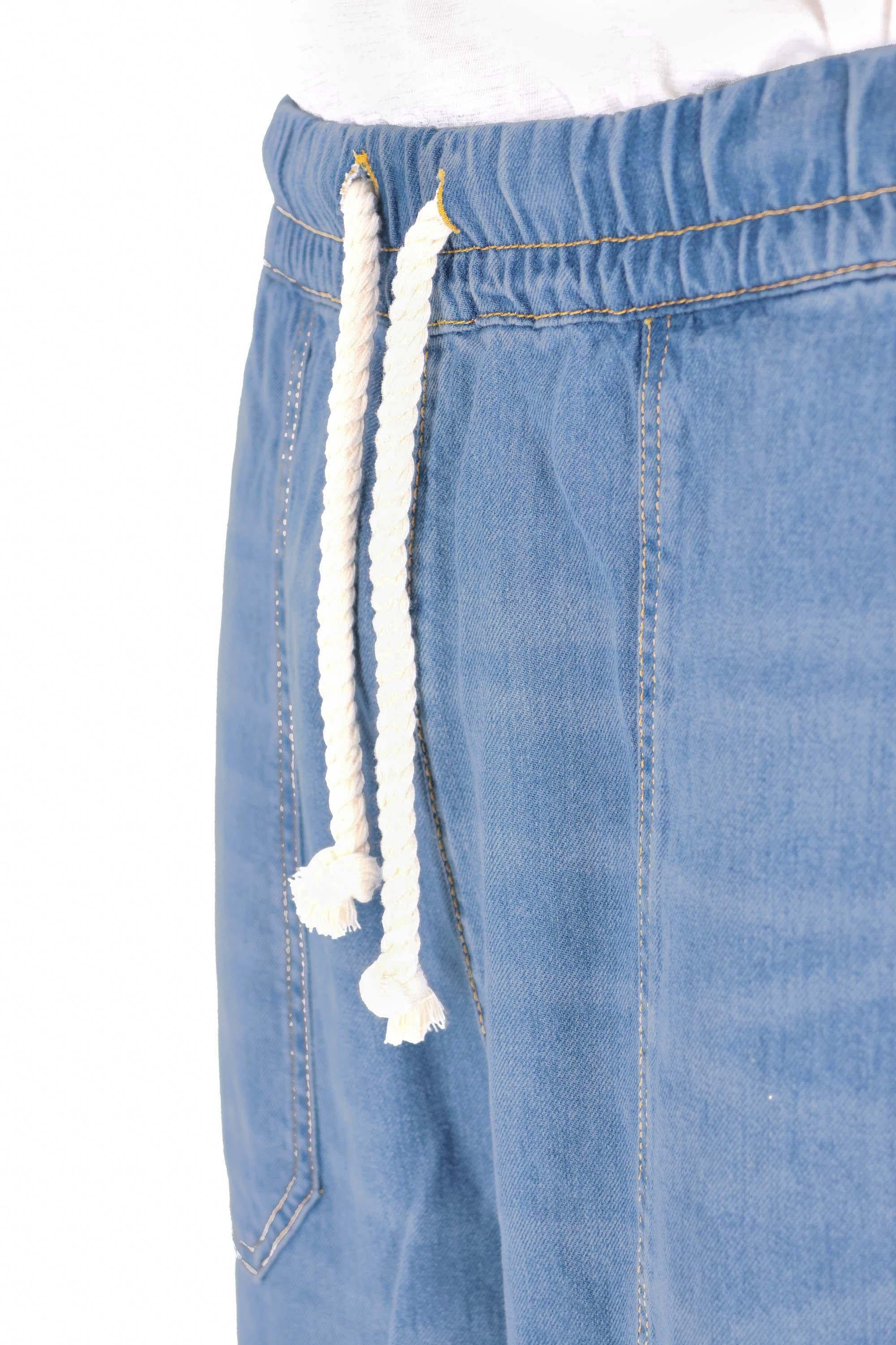 Officine Générale Jeans in lyocell con corda ed elastico mod. Ferry MCHN700 MID BLUE 