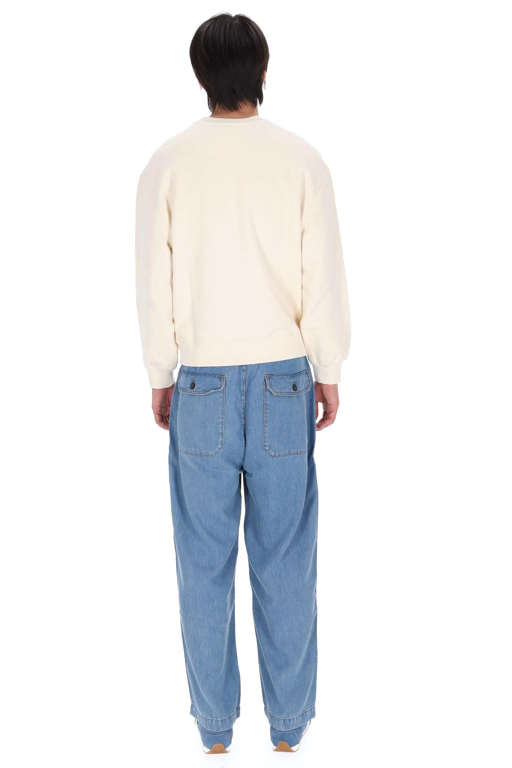 Maison Kitsuné Felpa girocollo in cotone con logo lettering centrale QM00300KM0341 NOBLE BEIGE 