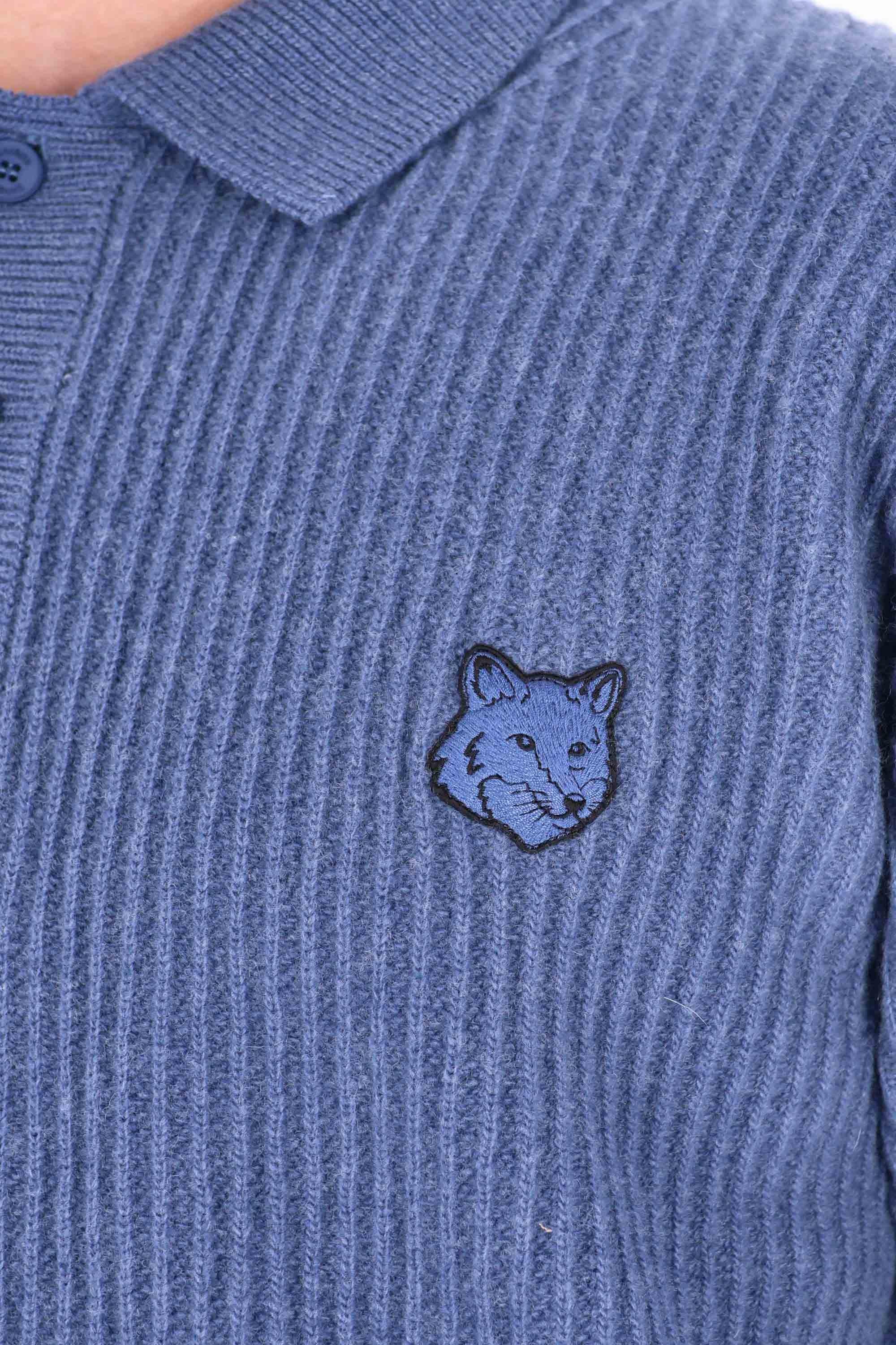 Maison Kitsuné Polo-maglieria in lana a coste over fit PM00213KT1149 0330 
