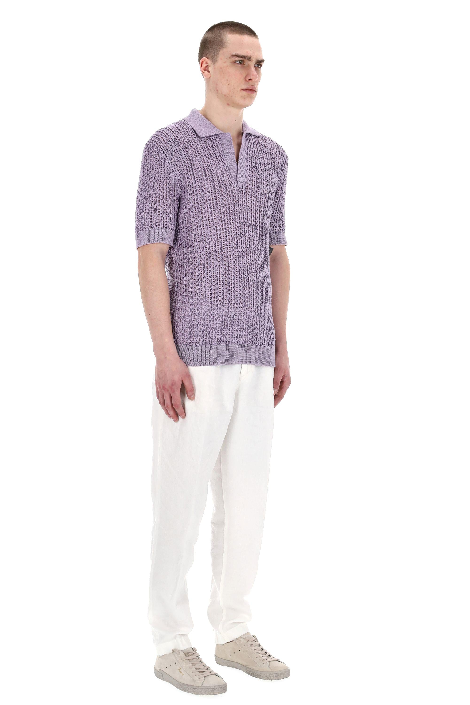 Polo tramata in cotone open collar ASCHER-PWE25-02 LILLA Tagliatore 