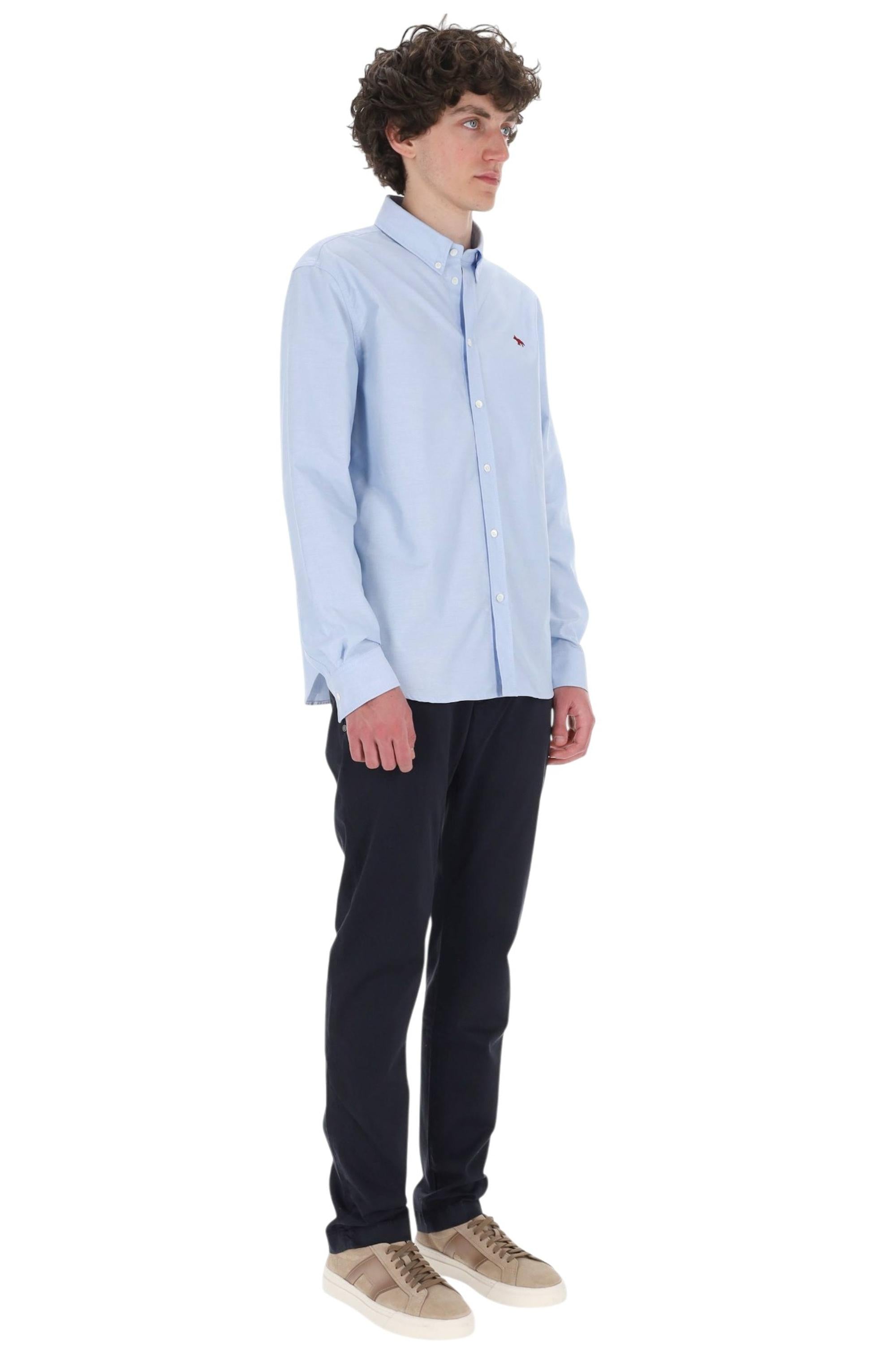 Maison Kitsuné Camicia in oxford di cotone "red fox" QM00425WC5081 PURE BLUE 