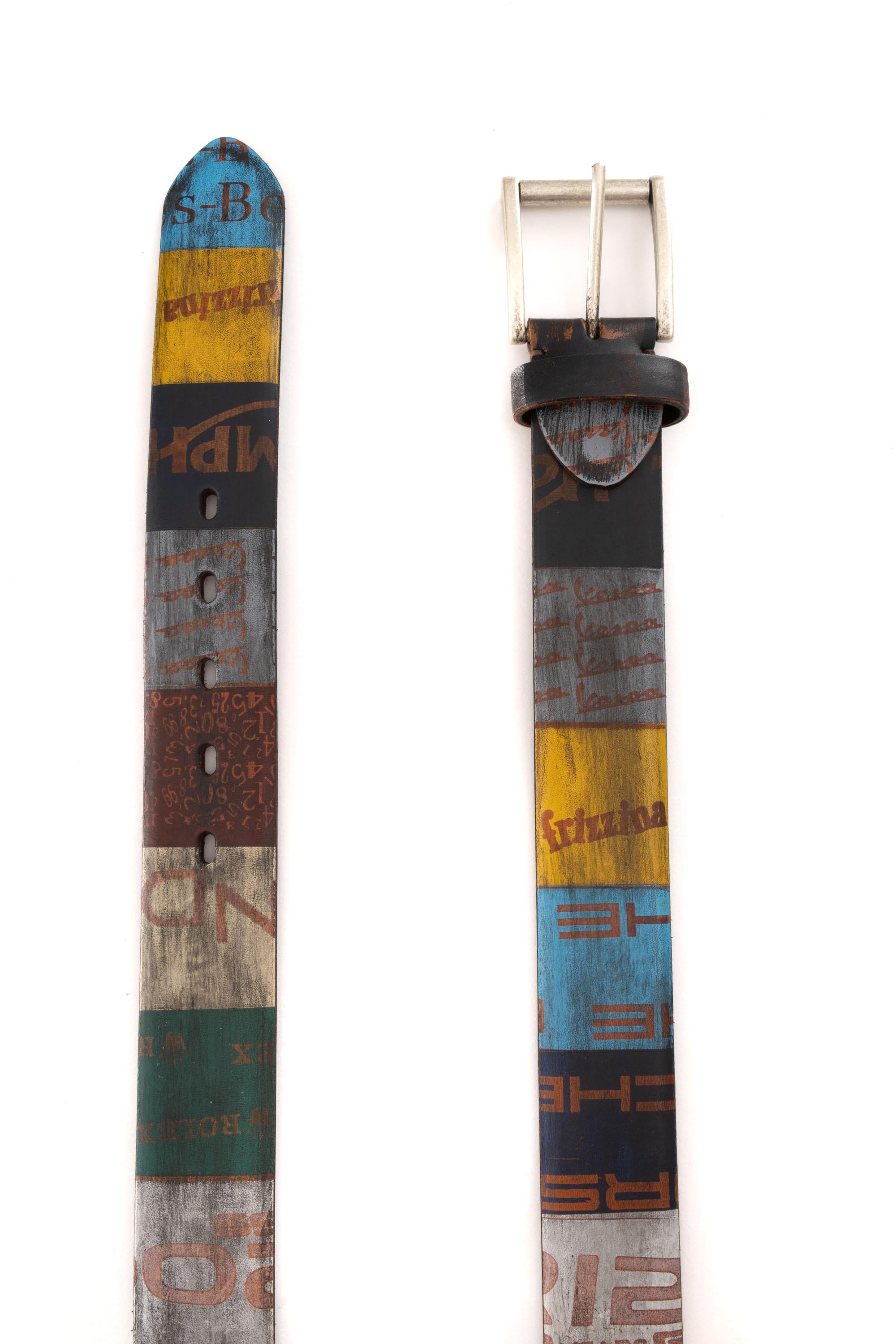 Artigianato Italiano Cintura artigianale in pelle evocativa "Graf2" ARTICOLO GRAF 2 MLTCLR 