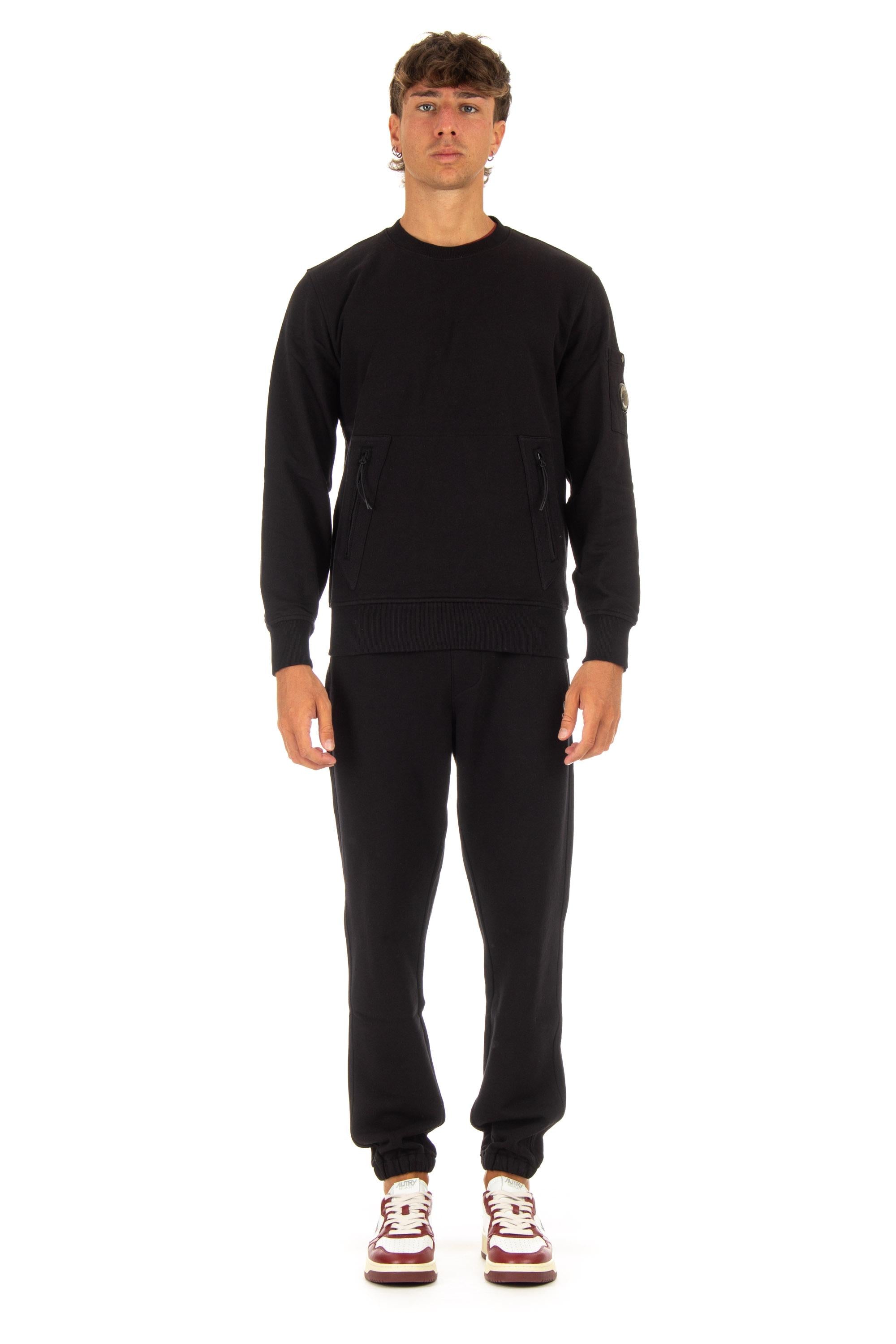 Felpa girocollo con zip frontali oblique CMSS053A 005086W 999 CP Company 