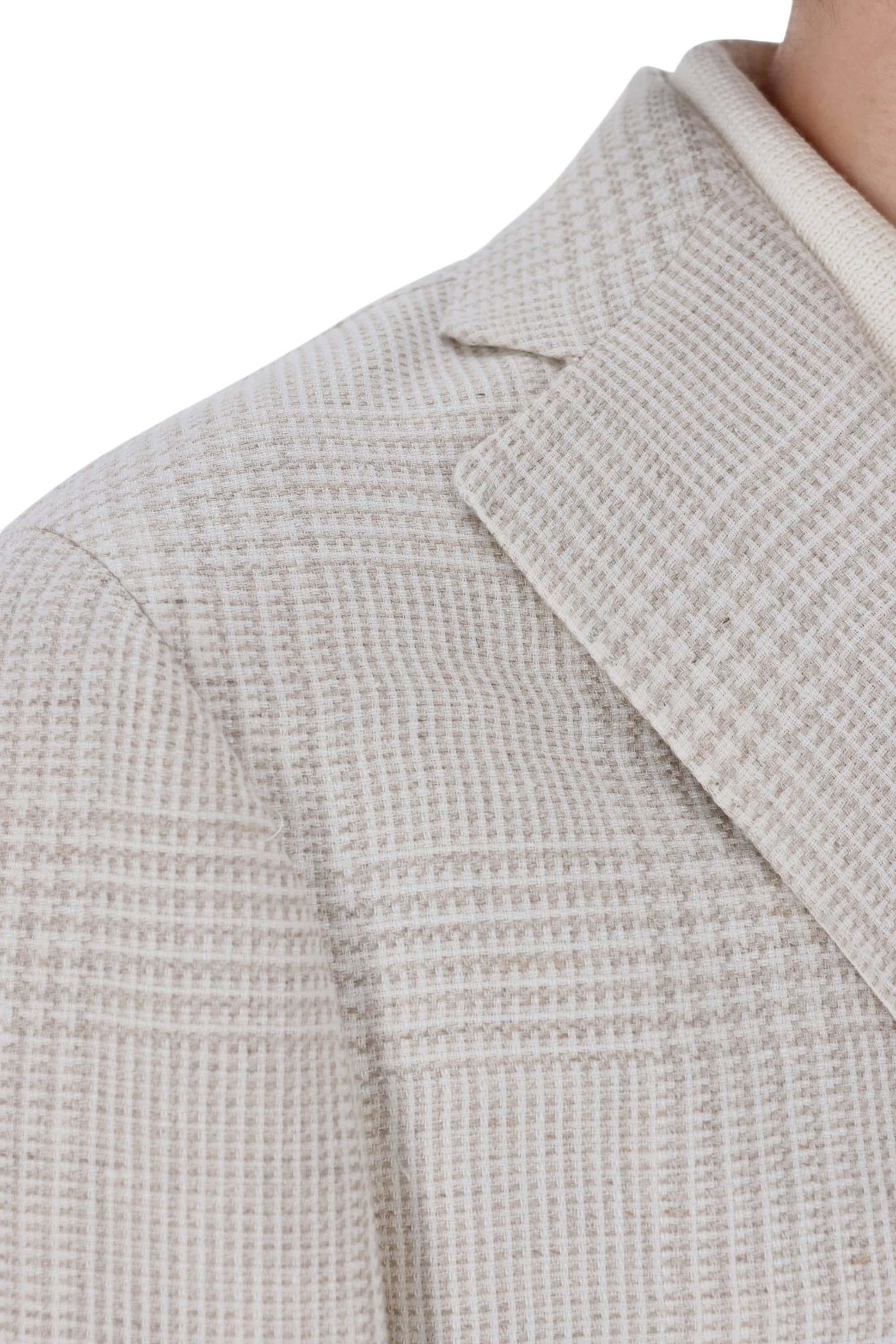 Barba Giacca principe di galles in lino-cotone-seta JIMMY 53017 0010 