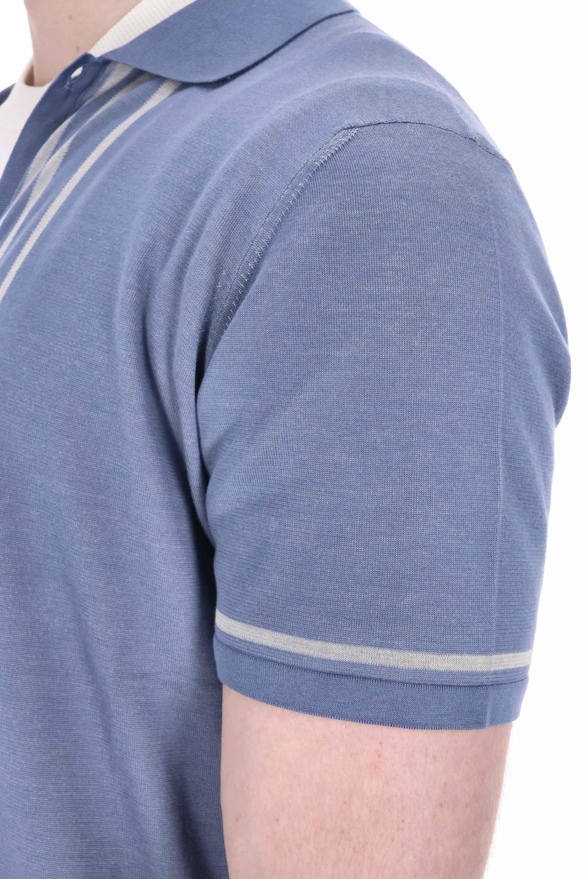 Drumohr Camicia-polo in cotone con righe verticali D0G621V 001 