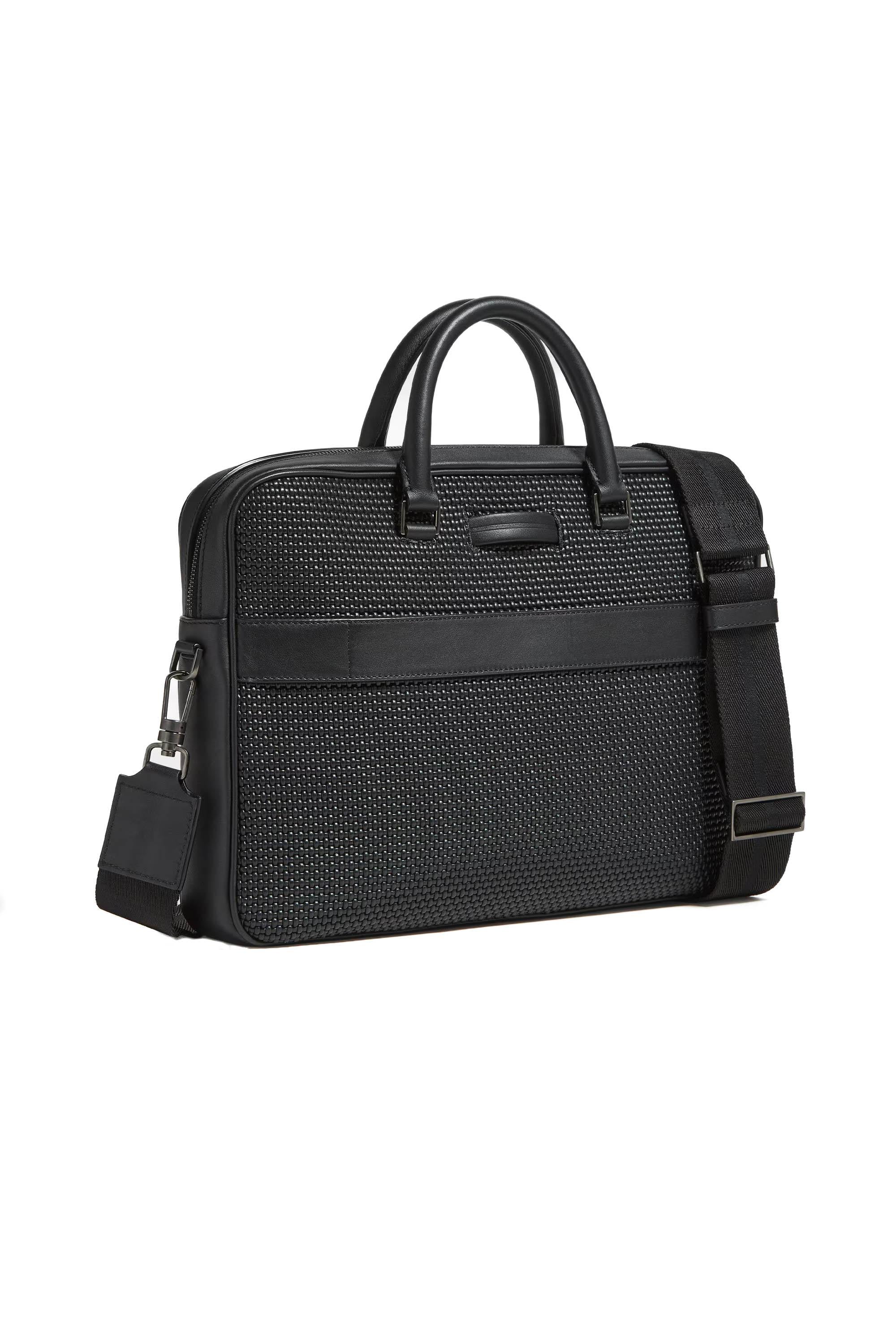 Business bag in pelle tessuta LHPTB C1904Z NER Zegna 