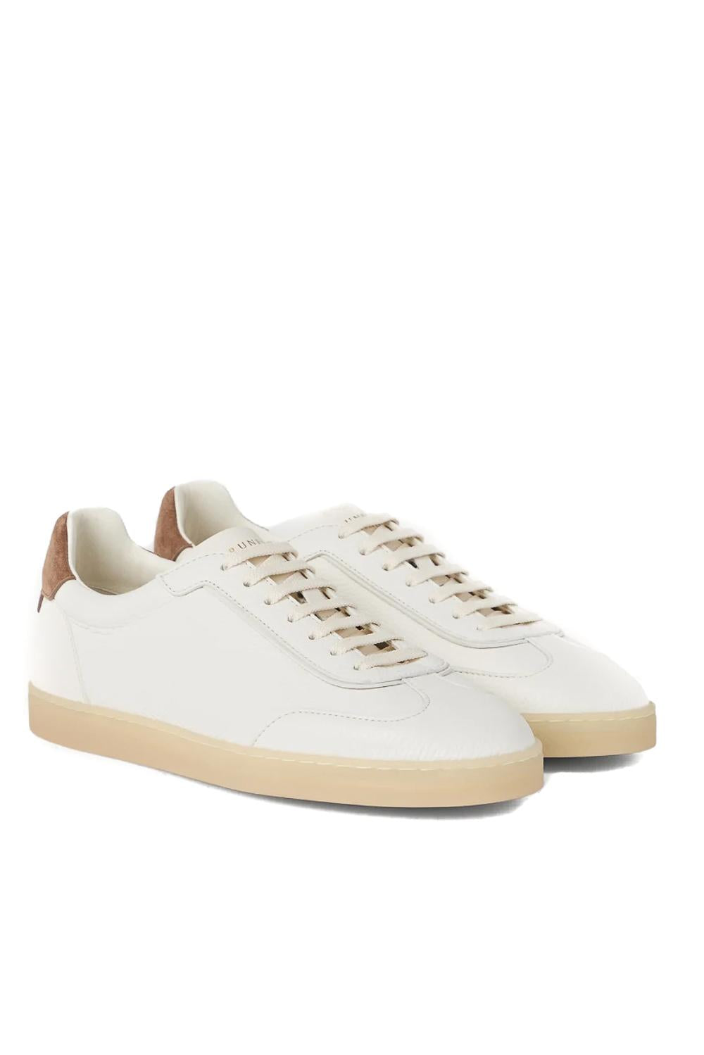 Brunello Cucinelli Sneaker in pelle con tag in camoscio 252MZUKSGJ336 CZX01 