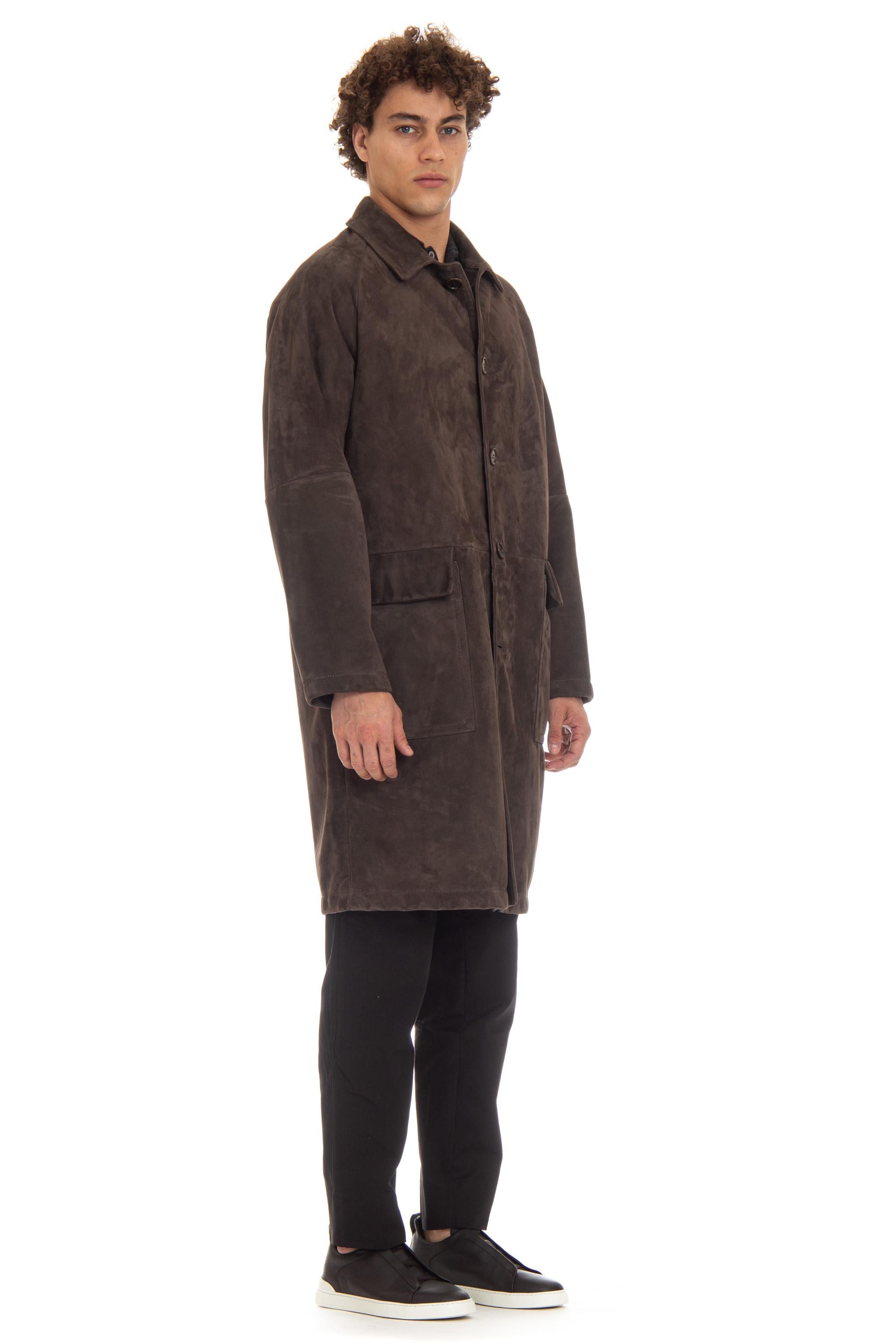 Cappotto in pelle scamosciata 47557-U BROWN Salvatore Santoro 