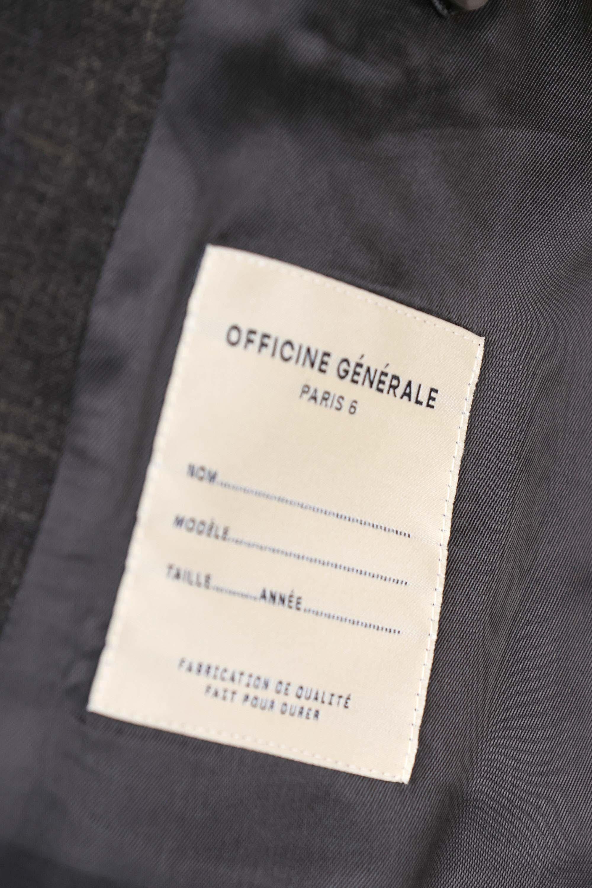 Officine Générale Giacca collo coreano in lana-seta-lino mod. Meryl MTLG402 ANTHRACITE/ECRU 