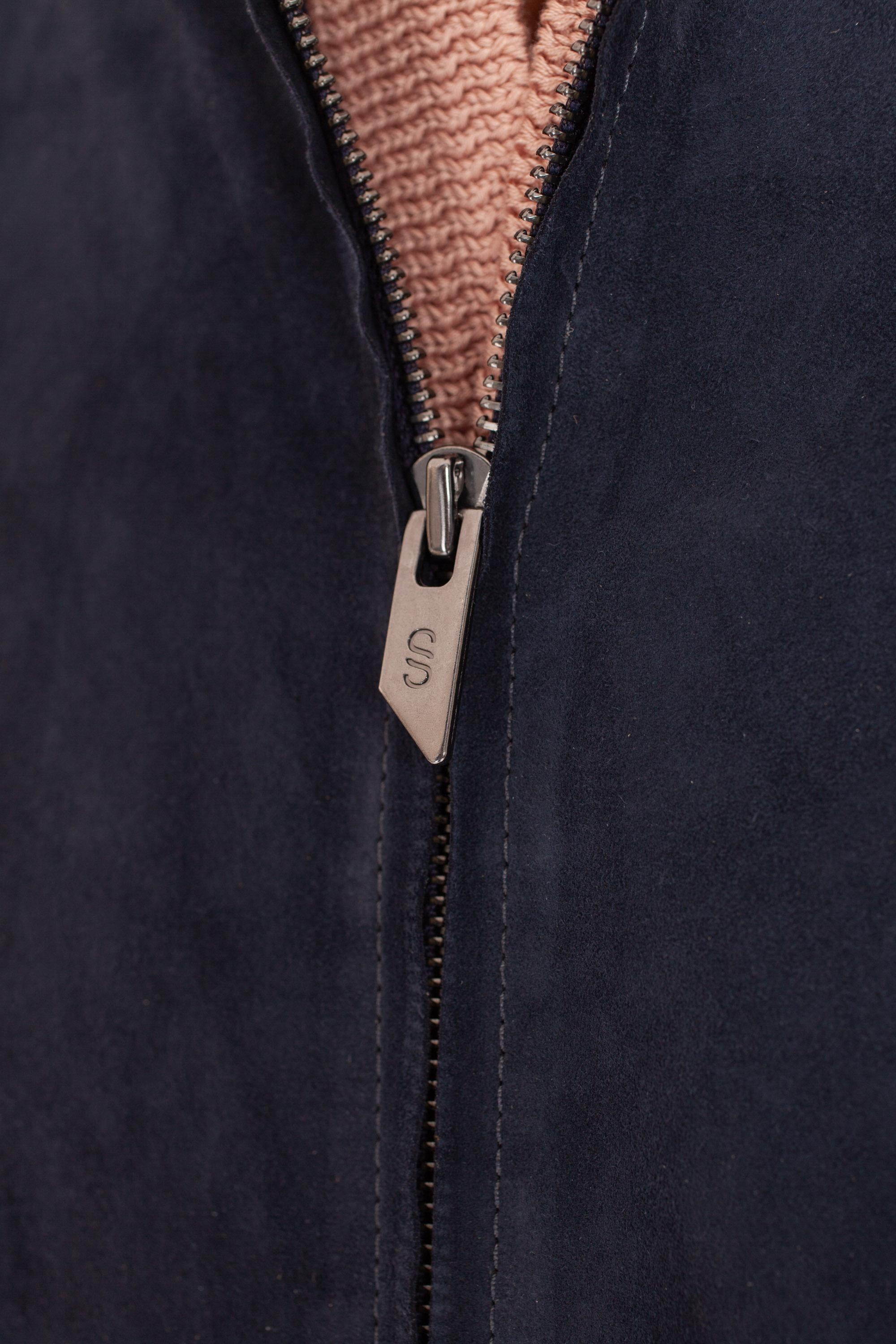 Salvatore Santoro Giubbino bomber baseball in camoscio 46550-U NAVY 