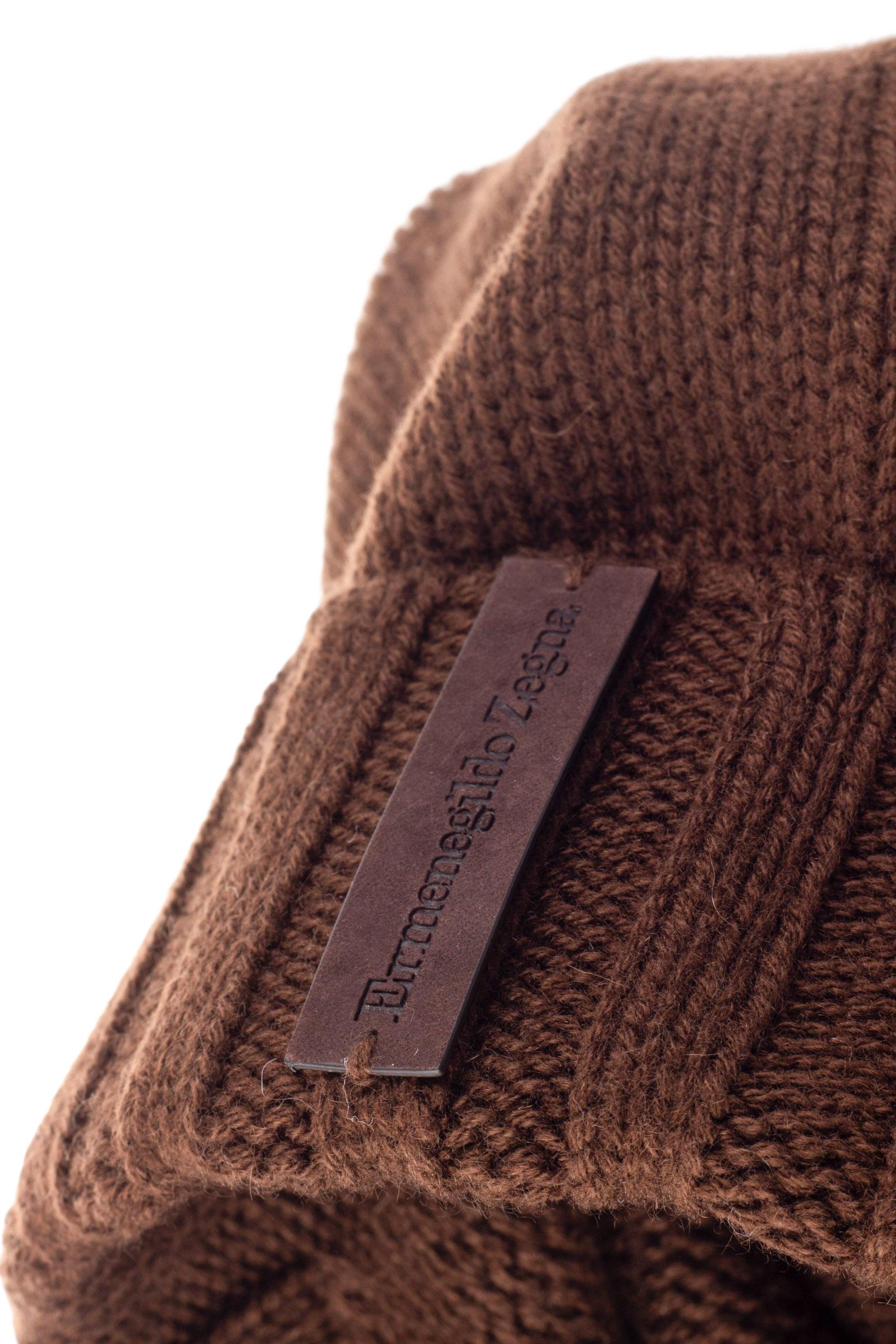 Zegna Cuffia in cashmere con logo in pelle Z8I31 ZI9 BR1 