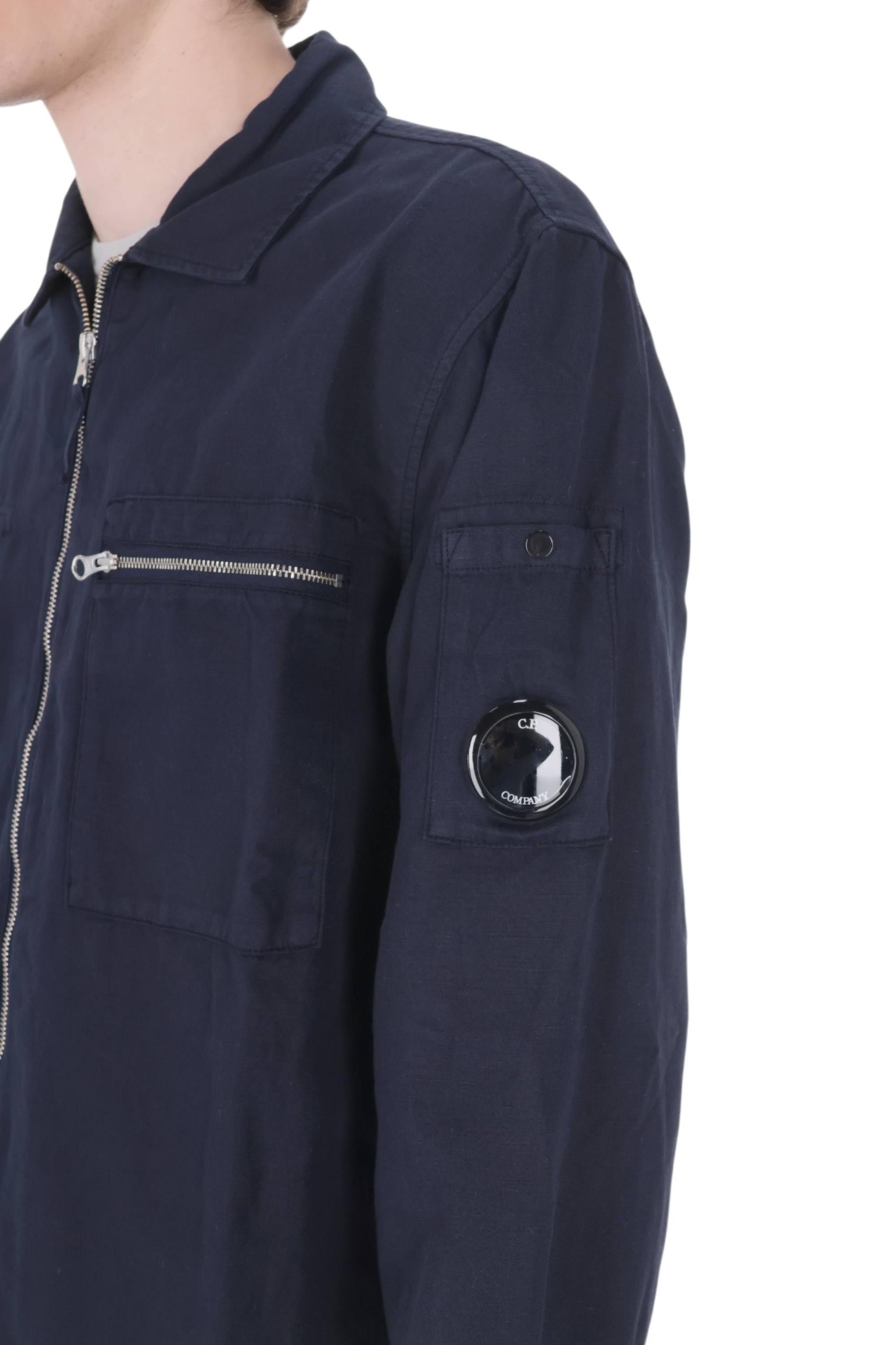 CP Company Overshirt con zip in cotone-lino 20CMOS226A 110626G 888 