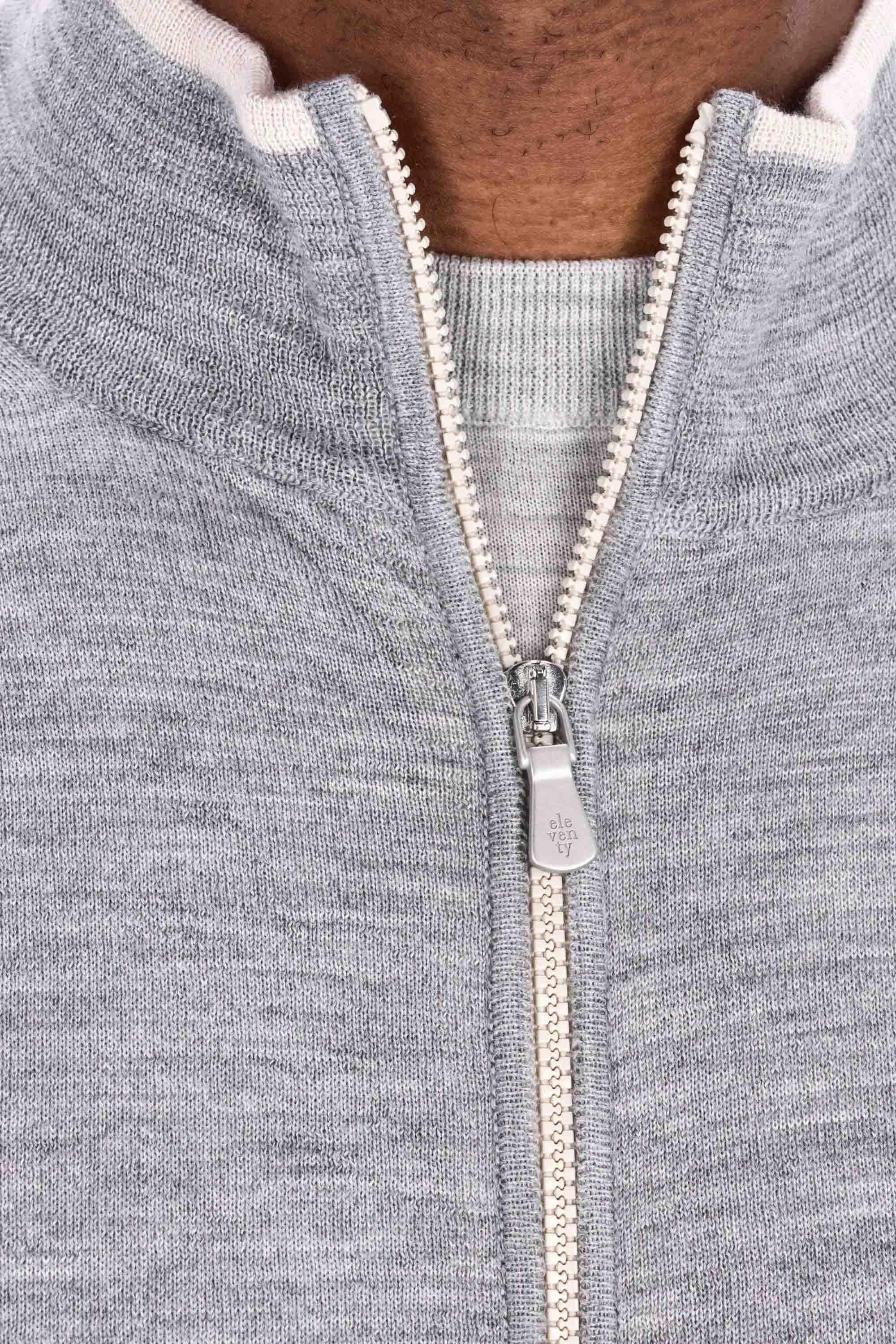 Maglia full zip in lana-seta J76MAGJ74 MAG0J041 13-02 Eleventy 