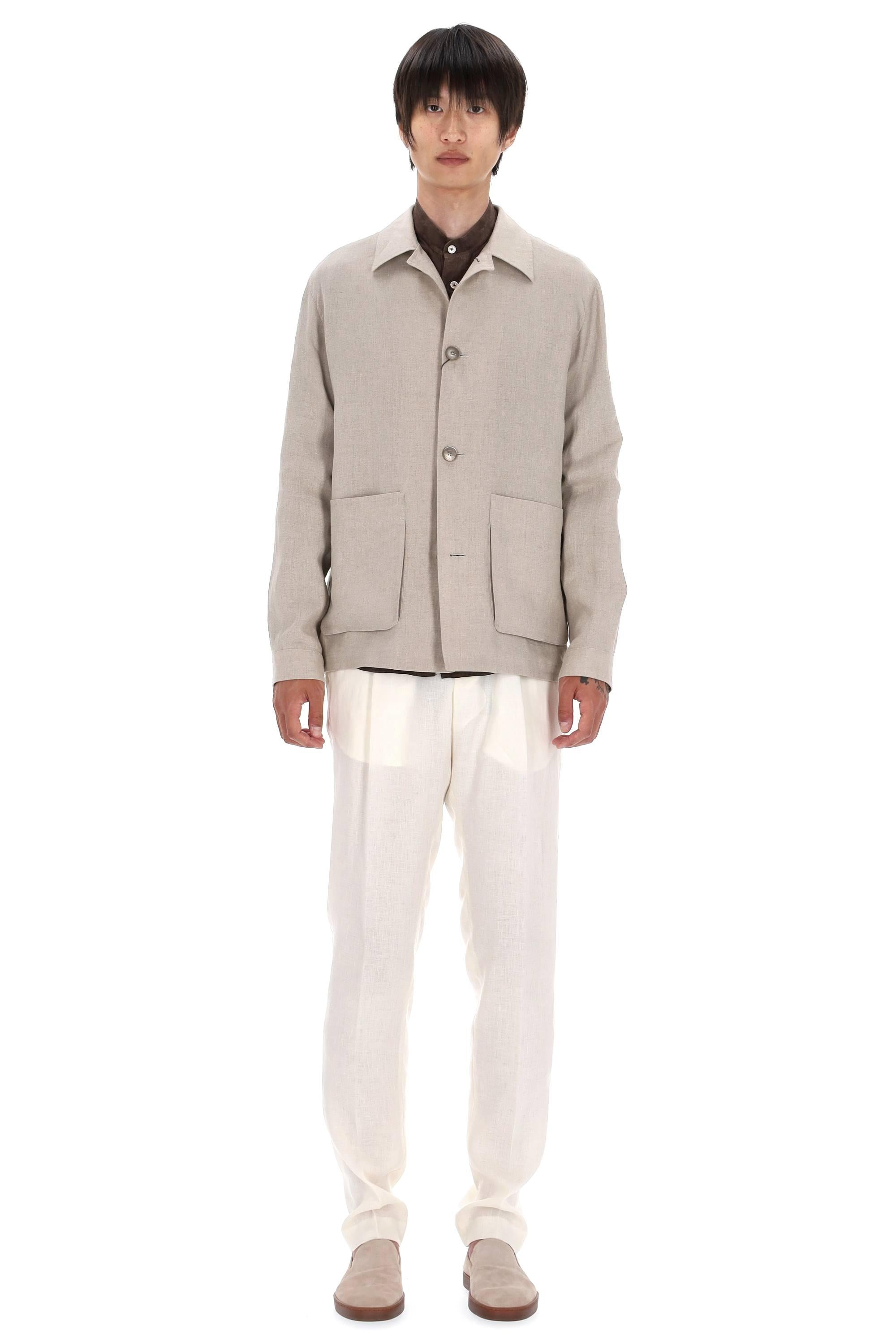Giubbino in lino con bottoni GI000482U 1986 Herno 