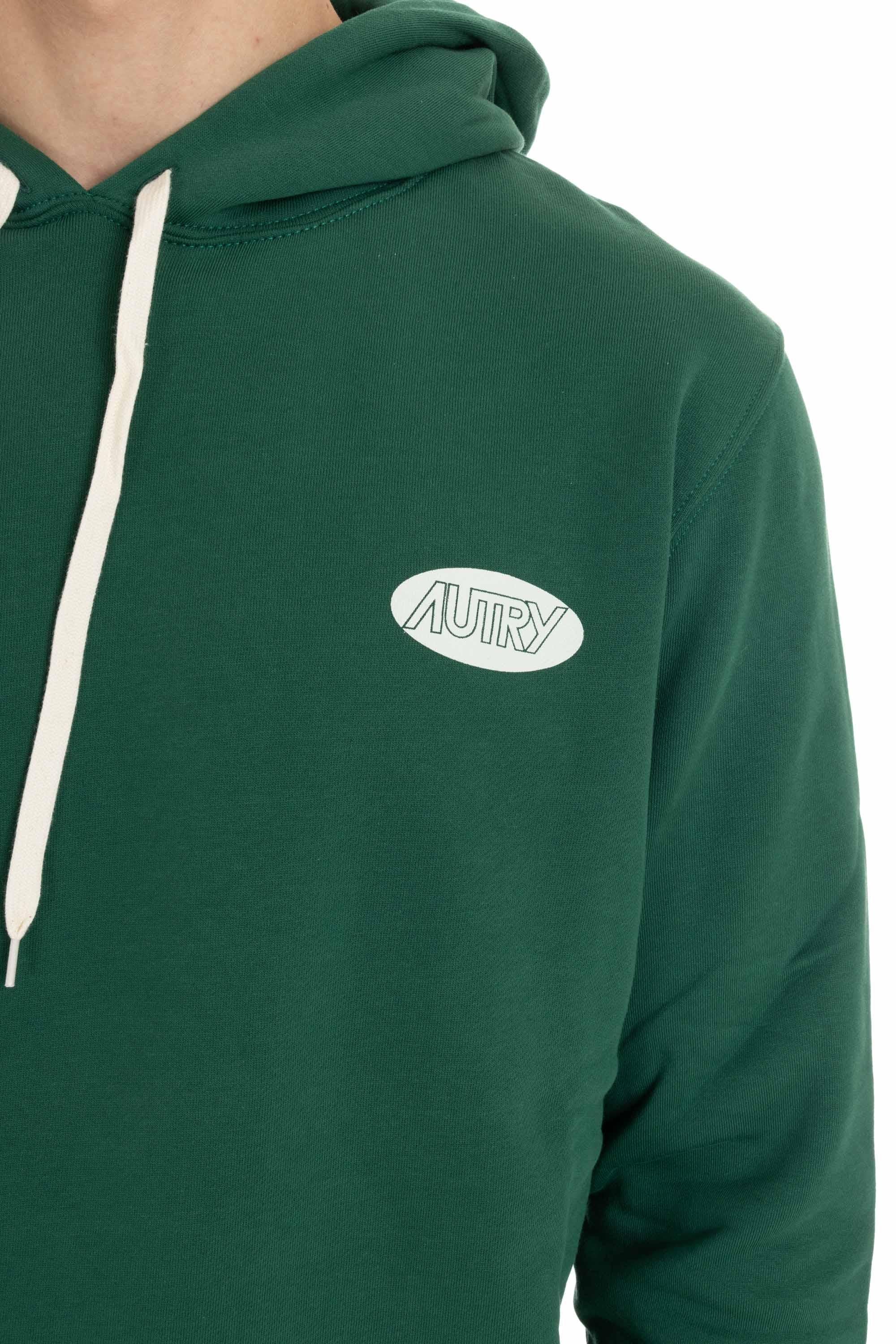 Autry Felpa in cotone con logo e cappuccio HOPM 02JV JERSEY GREEN 