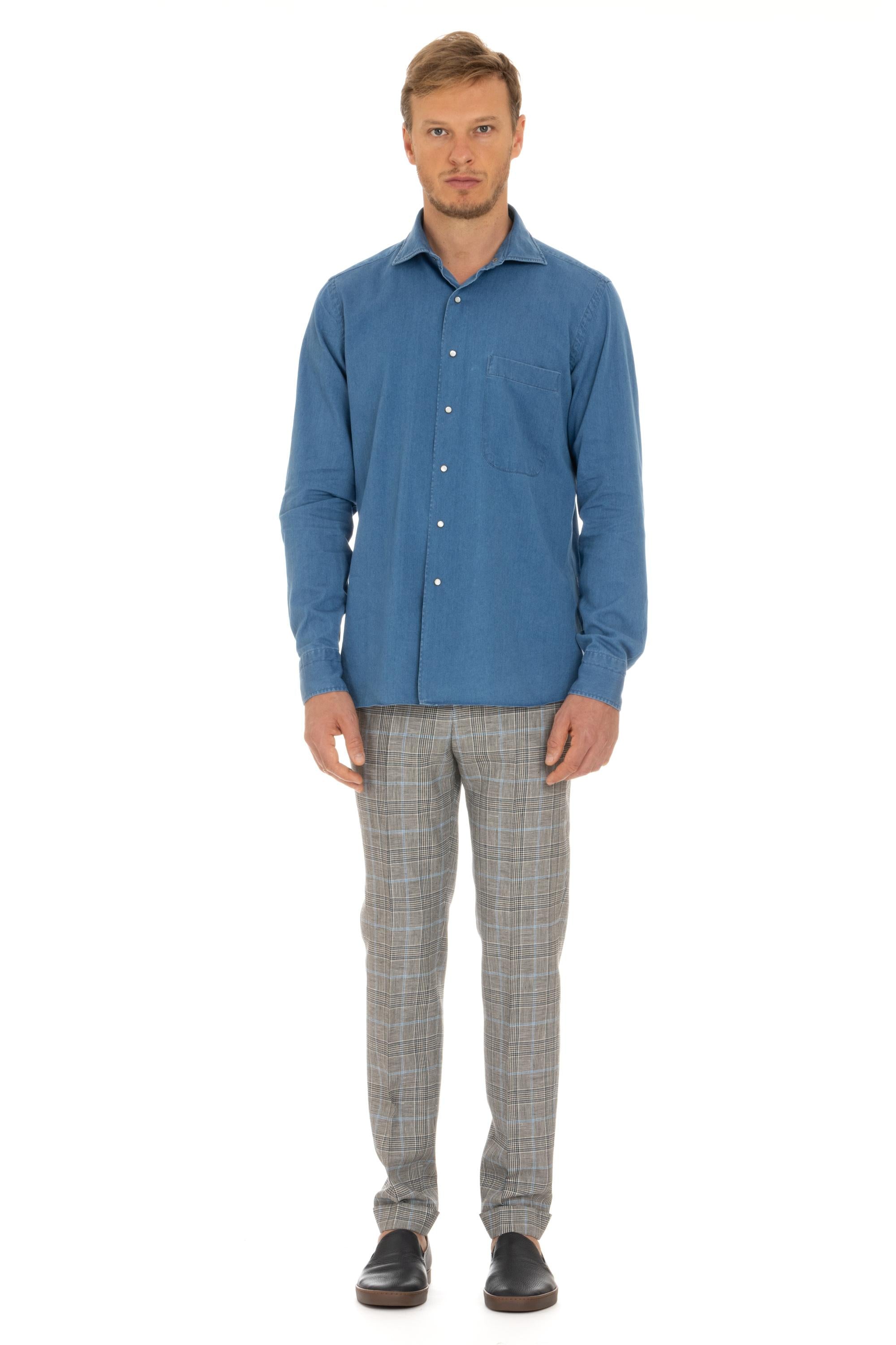 Camicia in denim con bottoni a pressione 17047. 7 Borriello 