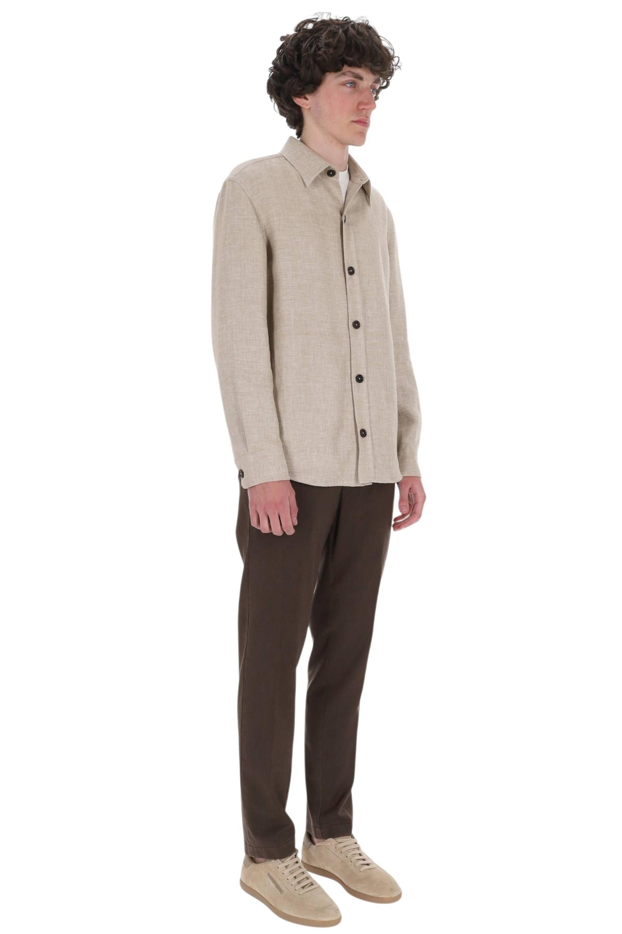 Zegna Overshirt in cashmere-lino-seta UHV75A3-SOT52 N03G 