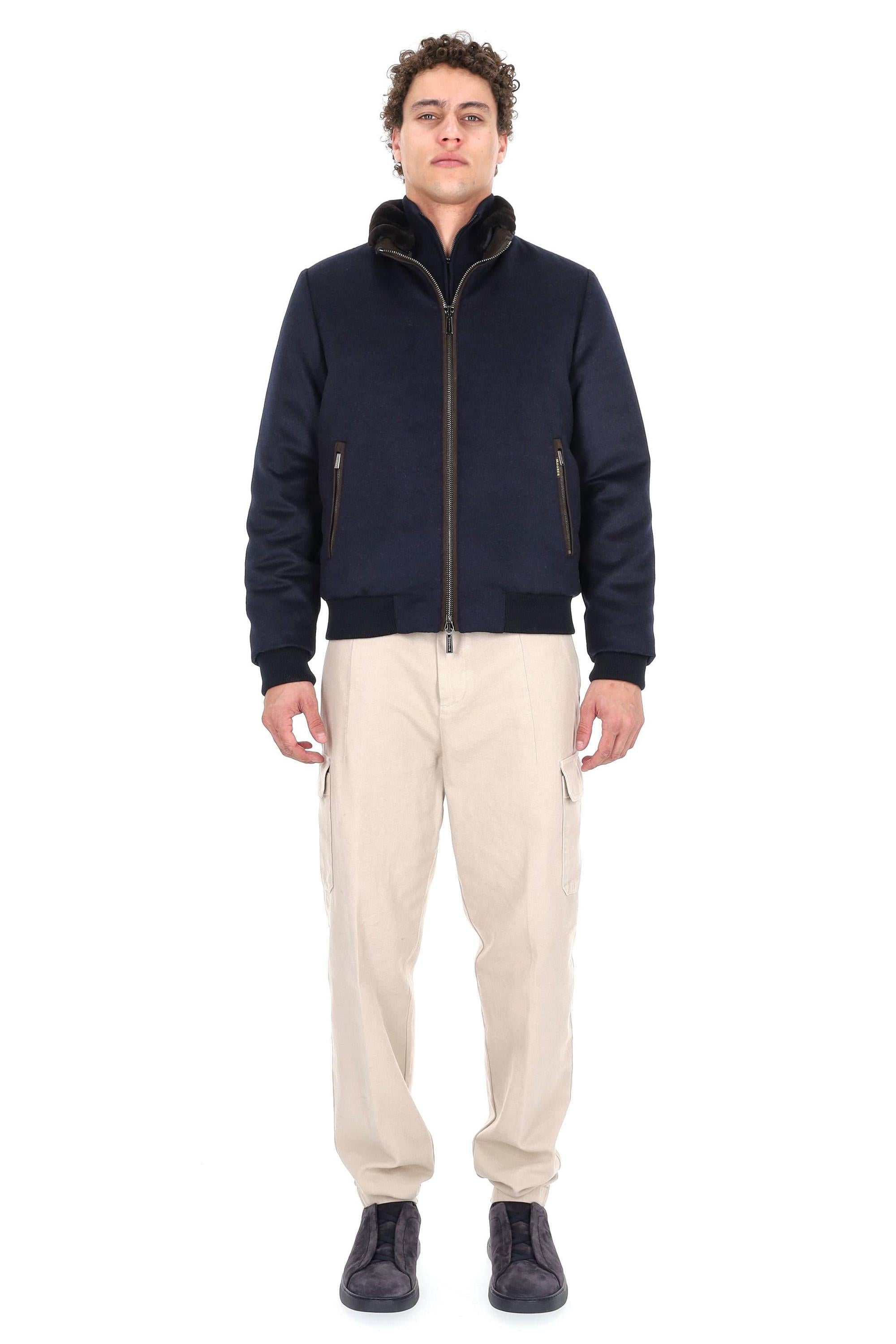 Moorer Giubbotto bomber in lana-cashmere con collo in pelliccia BELLATI-LS9 V1980 
