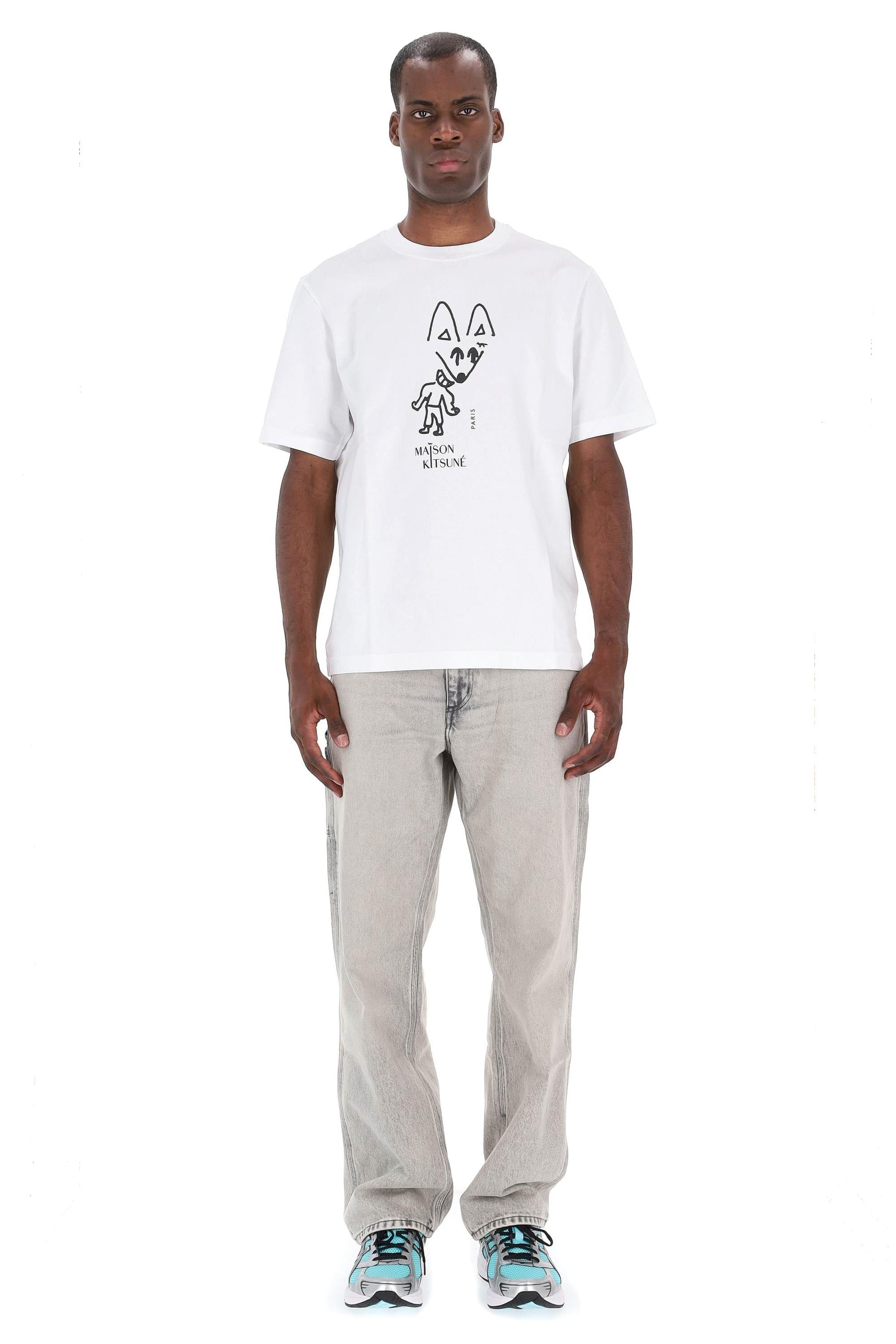 T-shirt in cotone con logo PM00116KJ7025 P100 Maison Kitsuné 