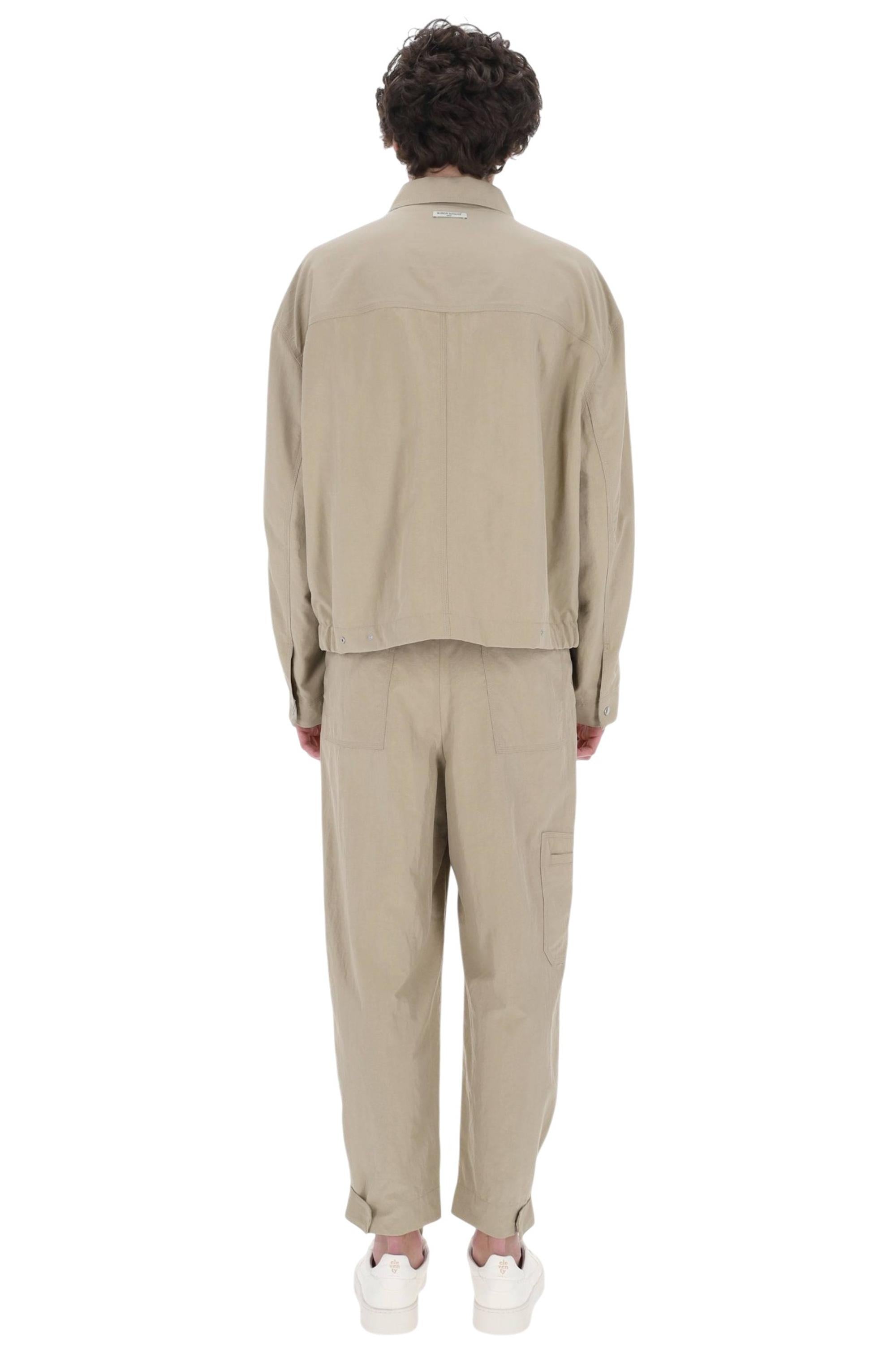 Maison Kitsuné Giubbino cropped in leggero canvas di cotone QM02102WW9082 TEA LEAF 