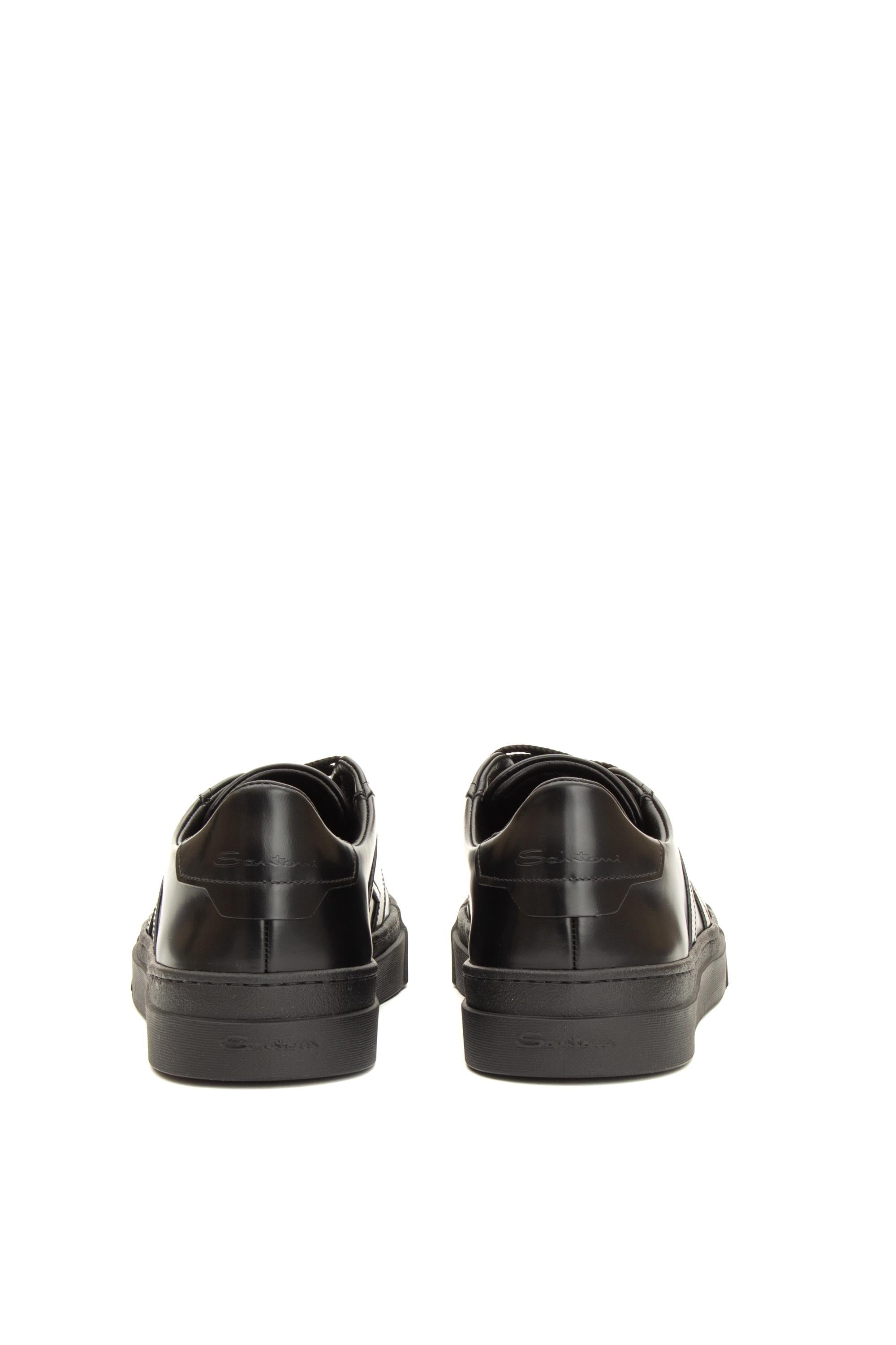 Sneaker Double Buckle in pelle di vitello spazzolato MBGT21779NEORPHB N01 Santoni 