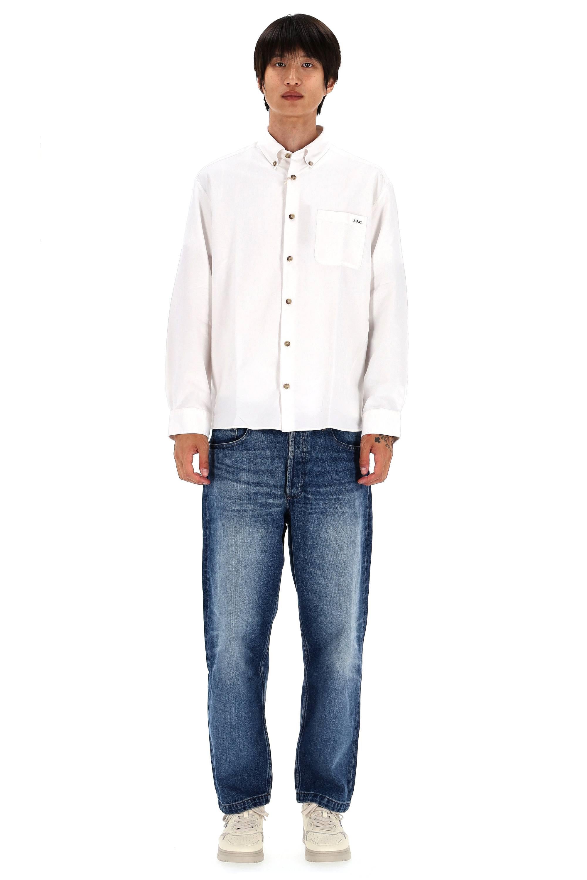 A.P.C. Camicia in piquet di cotone con taschino Relax fit COHAH-H12599/2 AAC 