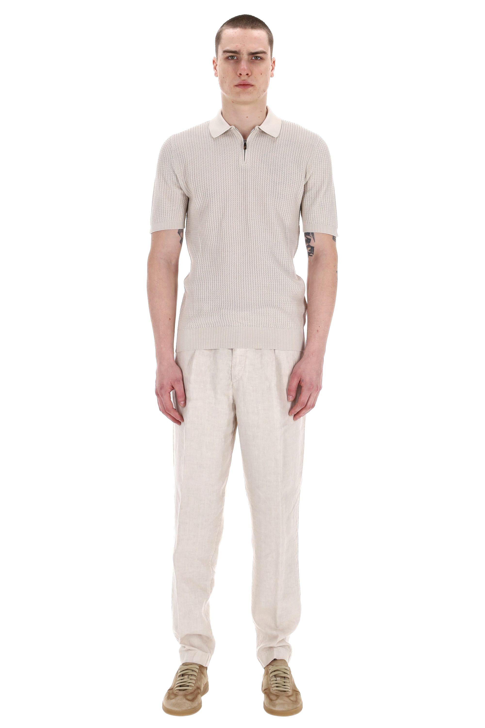 Polo a mezza zip in cotone operato K76POLK16 02NNN Eleventy 