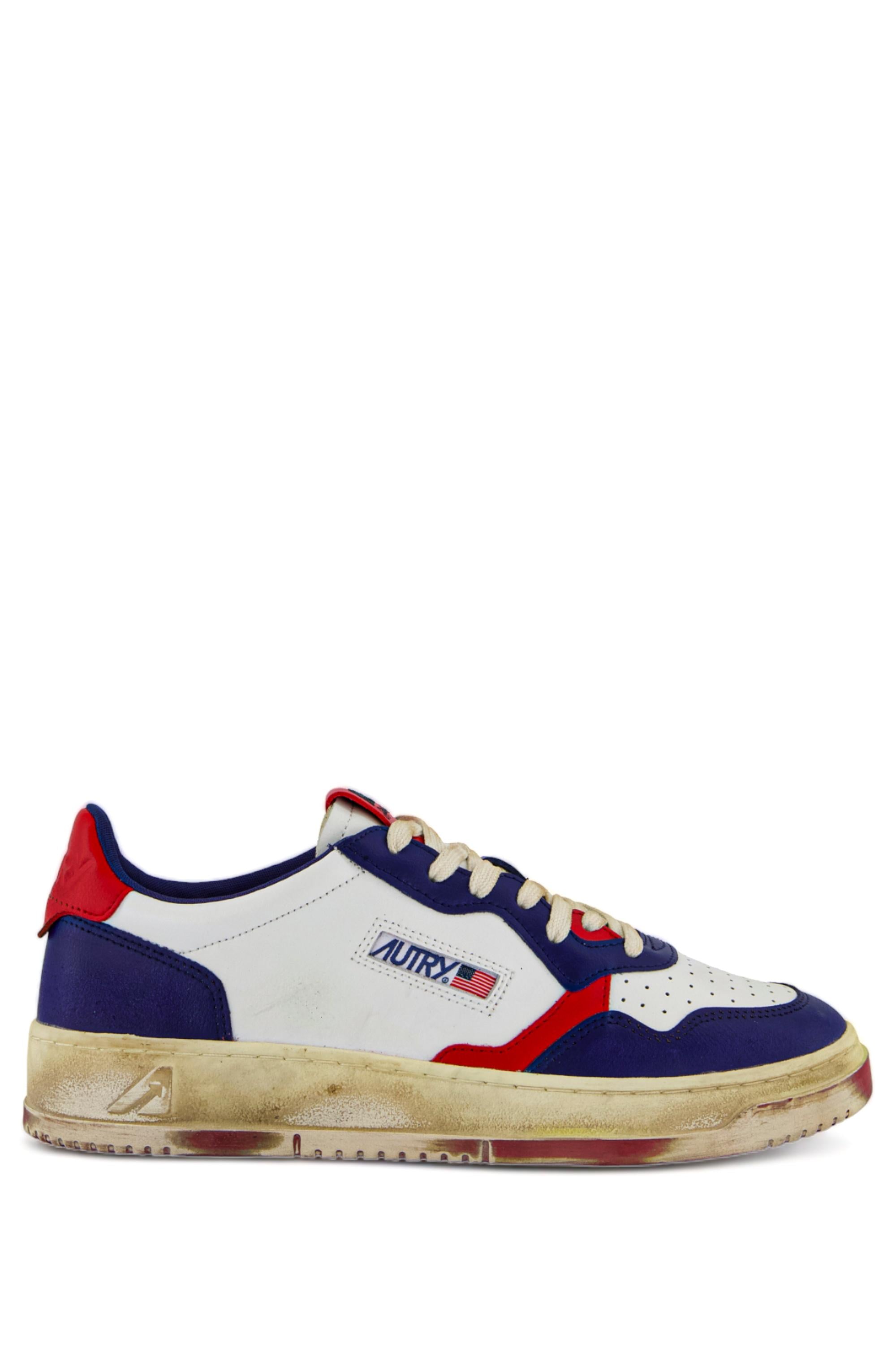 Sneaker super vintage in pelle rosso e blu AVLM NF04 TWLBL/CHNRED Autry 
