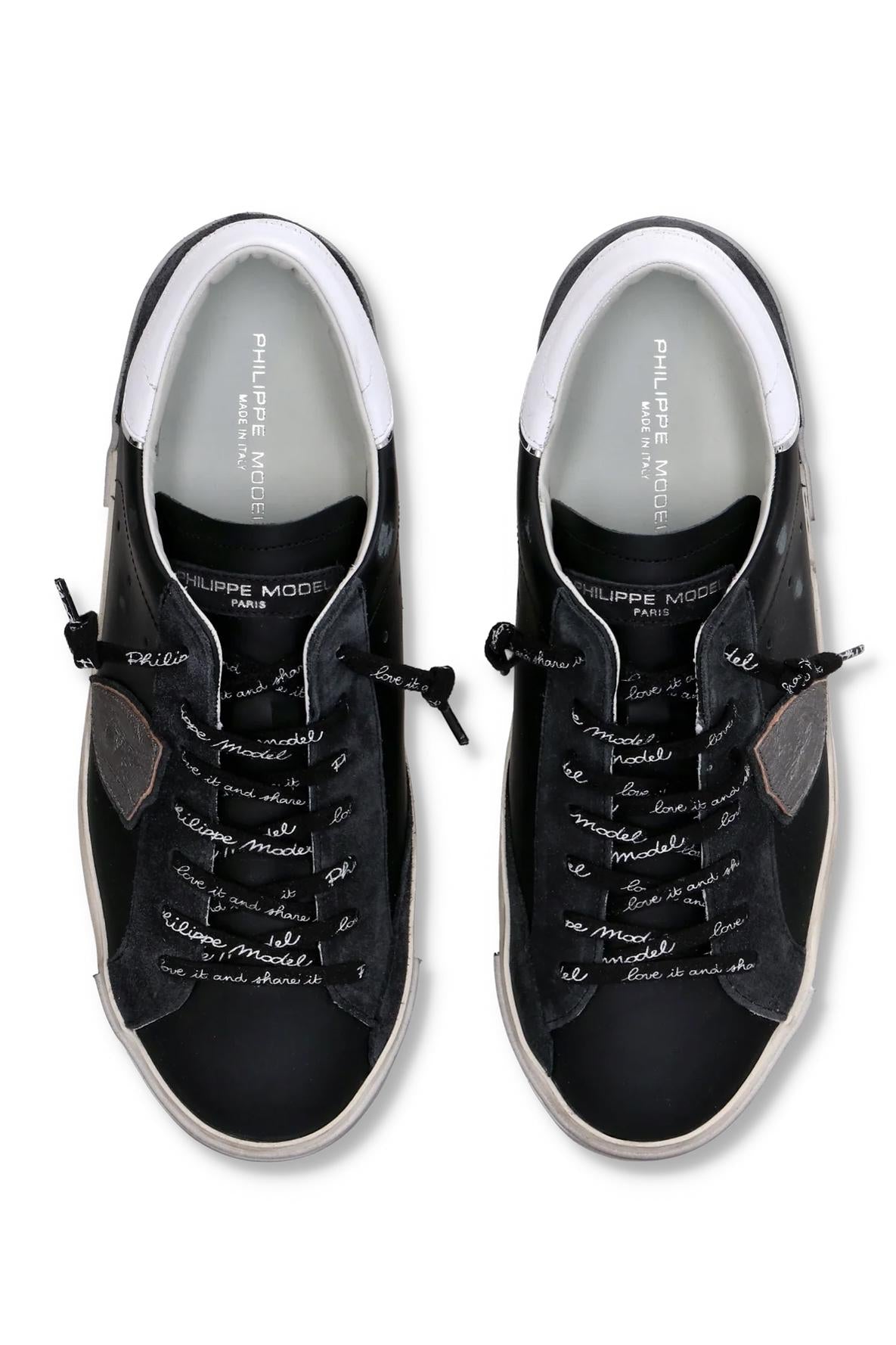Philippe Model Sneaker Paris nera in pelle talloncino bianco PRLU.PRSX MA01 