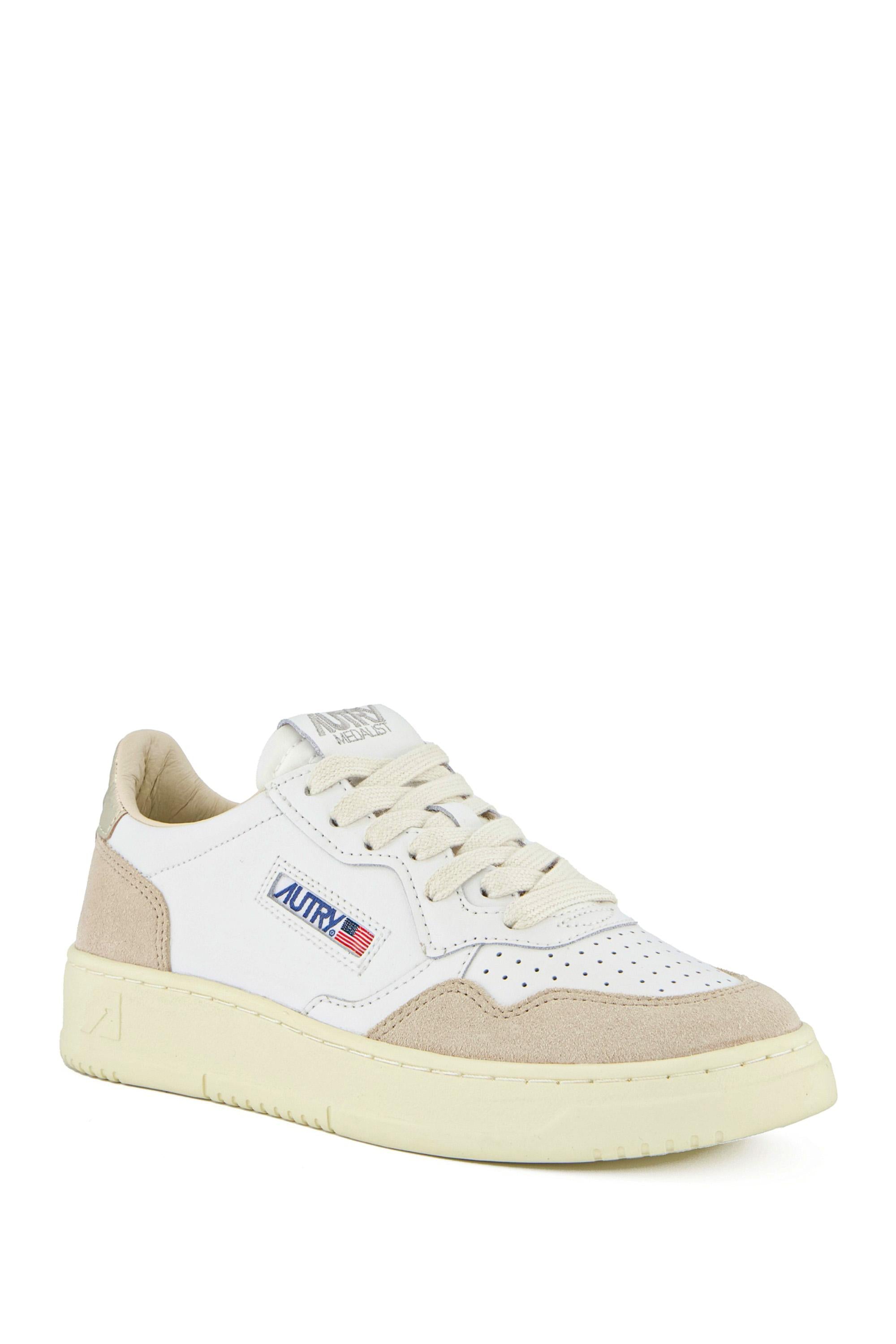 Sneaker Medalist donna bimateriale con talloncino oro AULW LS75 WHT/GOLD Autry 