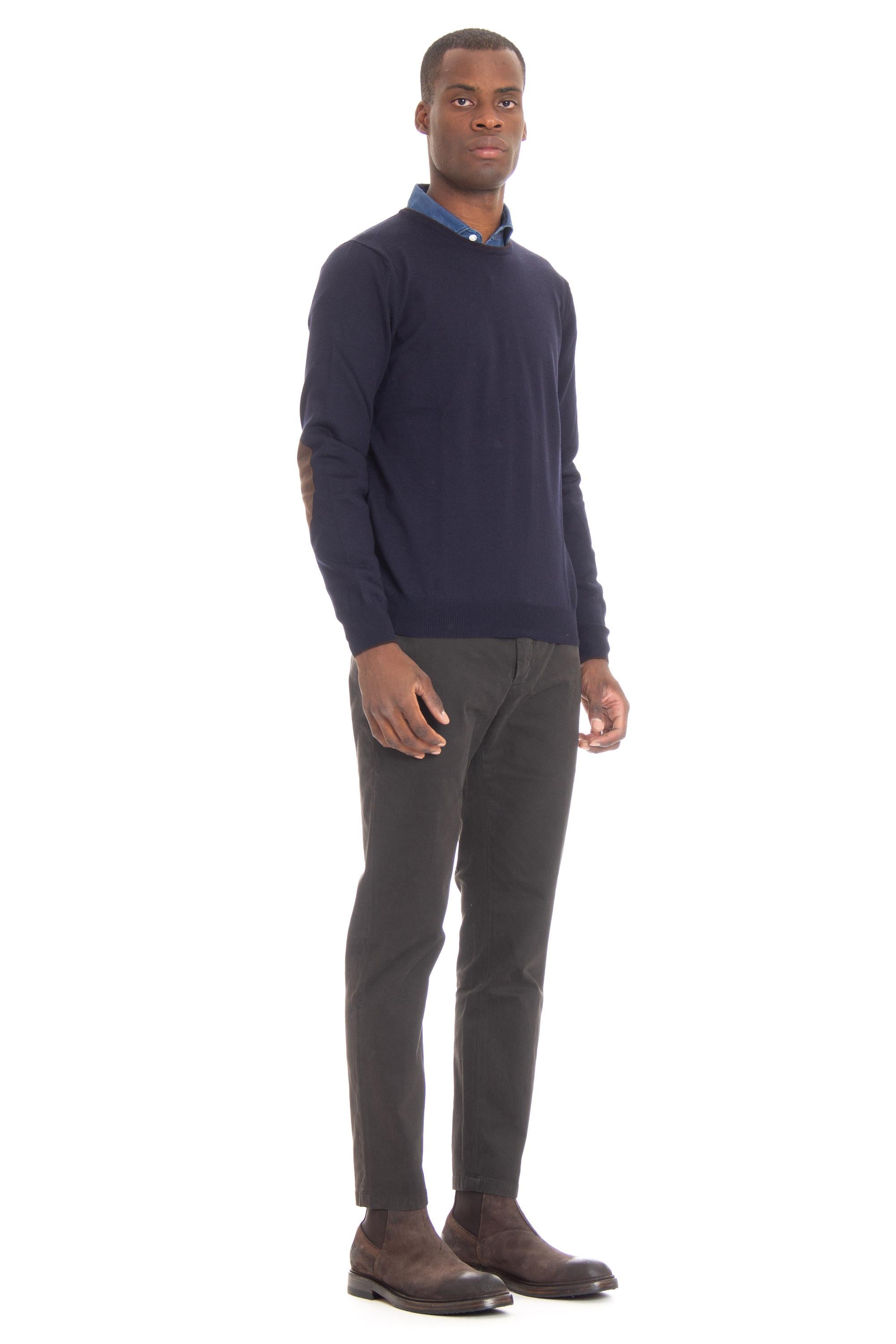 Maglia girocollo in lana extrafine con toppe 55183 14264/2 598 Gran Sasso 