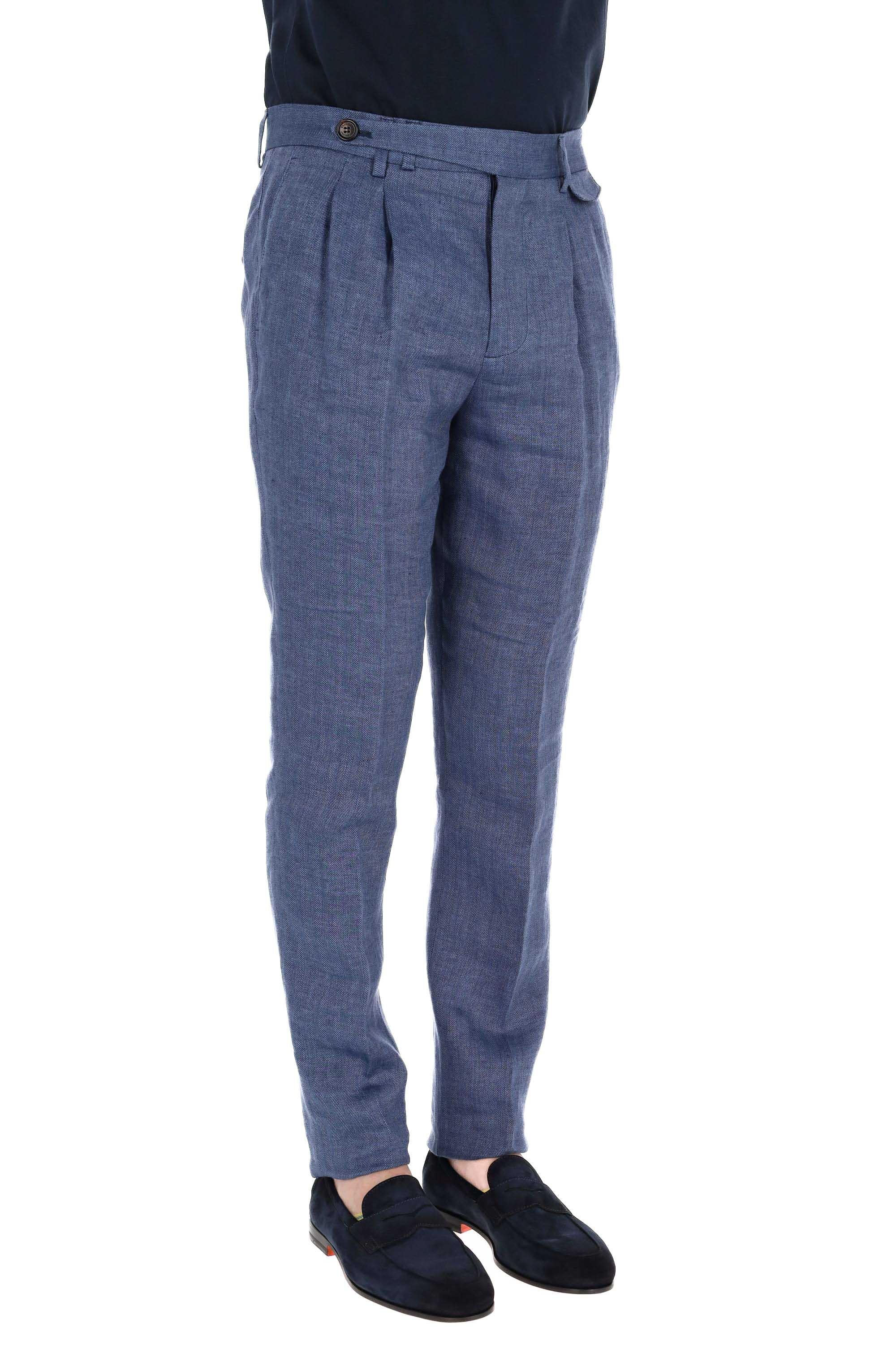Pantalone in puro lino fantasia resca MH454E1920 C153 Brunello Cucinelli 