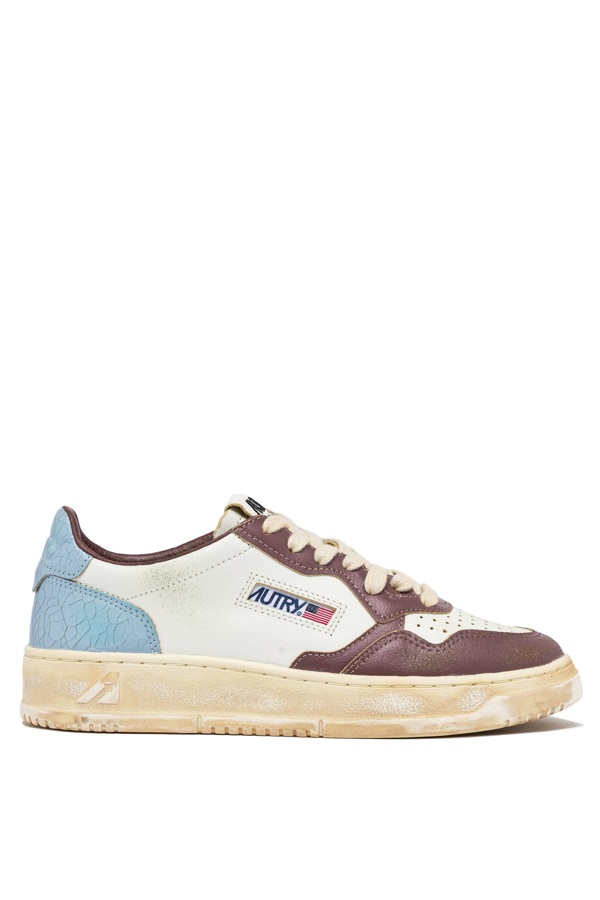 Autry Sneaker Super Vintage donna con retro in pelle craclè AVLW SV47 WHT/CEL/RTUP 