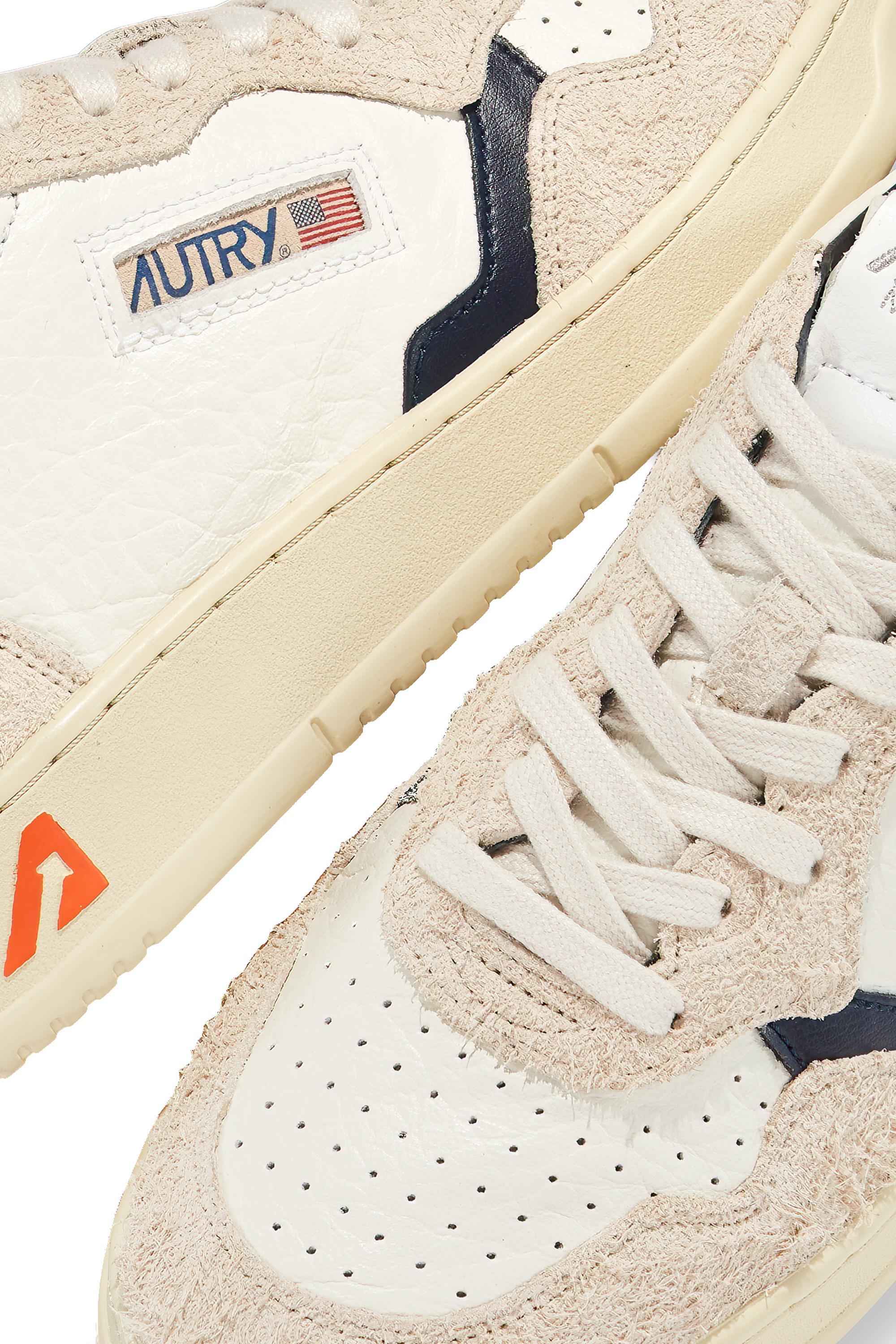 Sneakers donna Medalist in pelle bicolore e camoscio effetto hair AULW HE02 WHT/SAND/SP Autry 