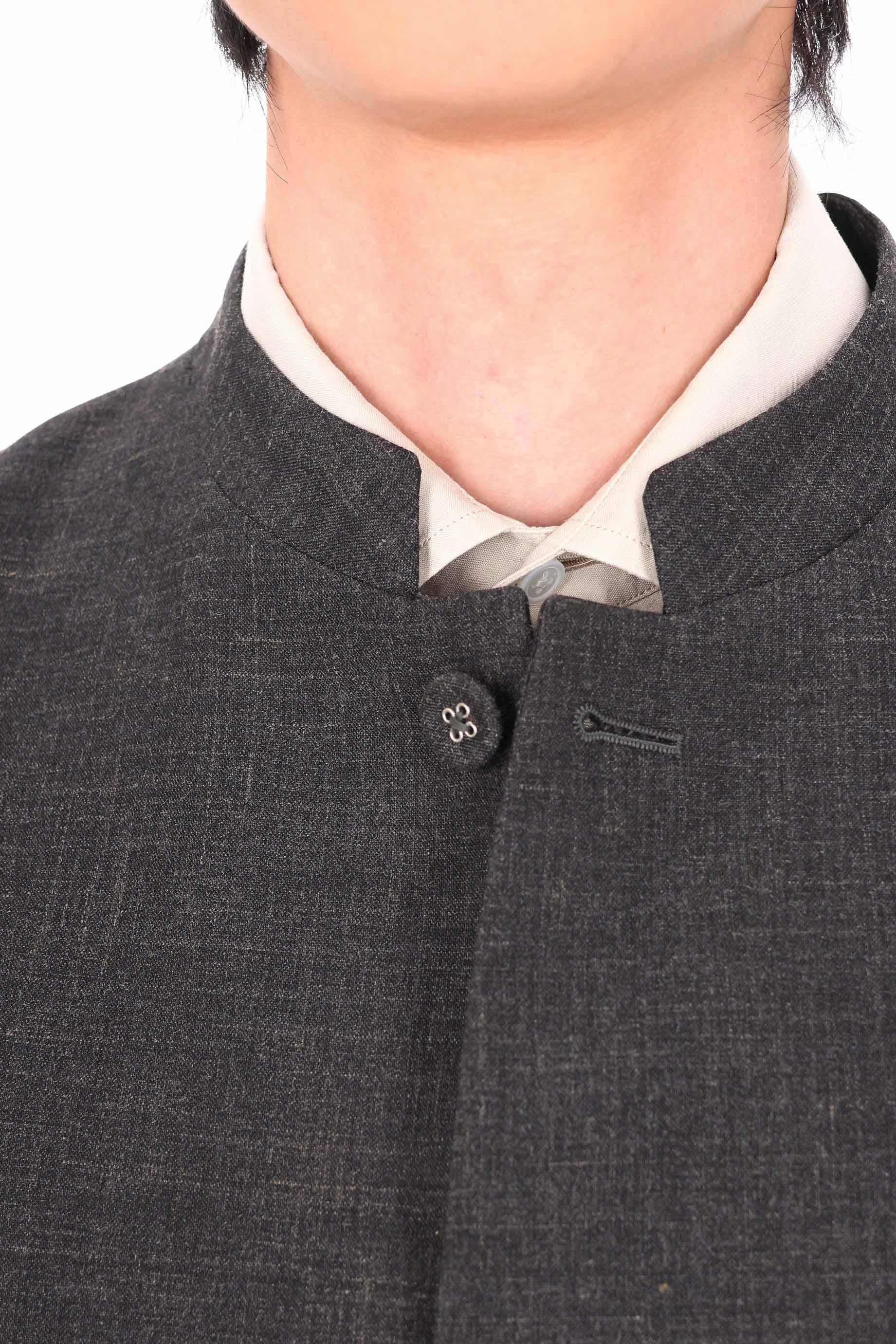 Officine Générale Giacca collo coreano in lana-seta-lino mod. Meryl MTLG402 ANTHRACITE/ECRU 