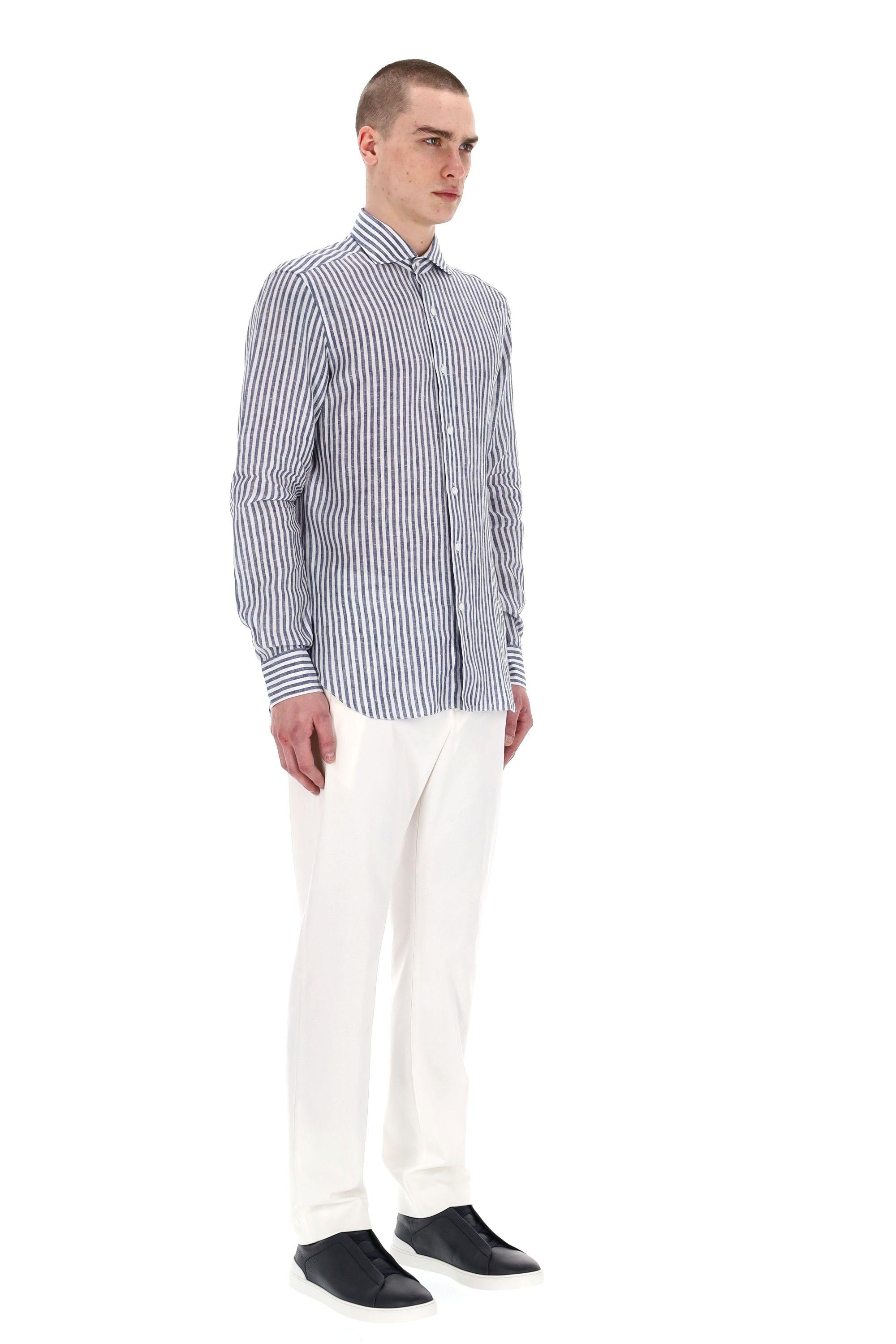 Camicia sartoriale bacchettata in lino linea Dandylife LIU13P0147066.U/2 0004 Barba 