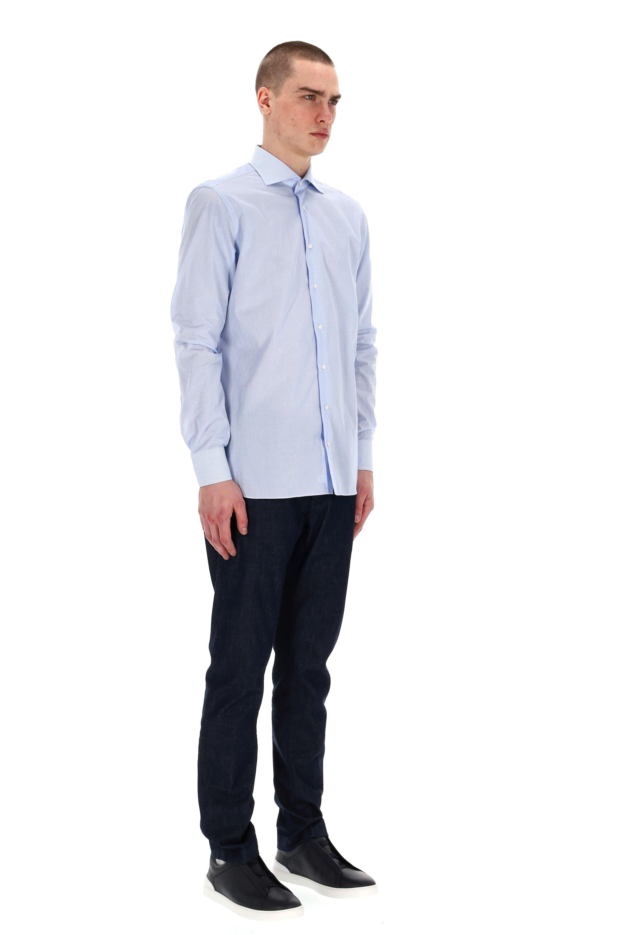Borriello Camicia sartoriale micro quadretto in cotone 19030 4 