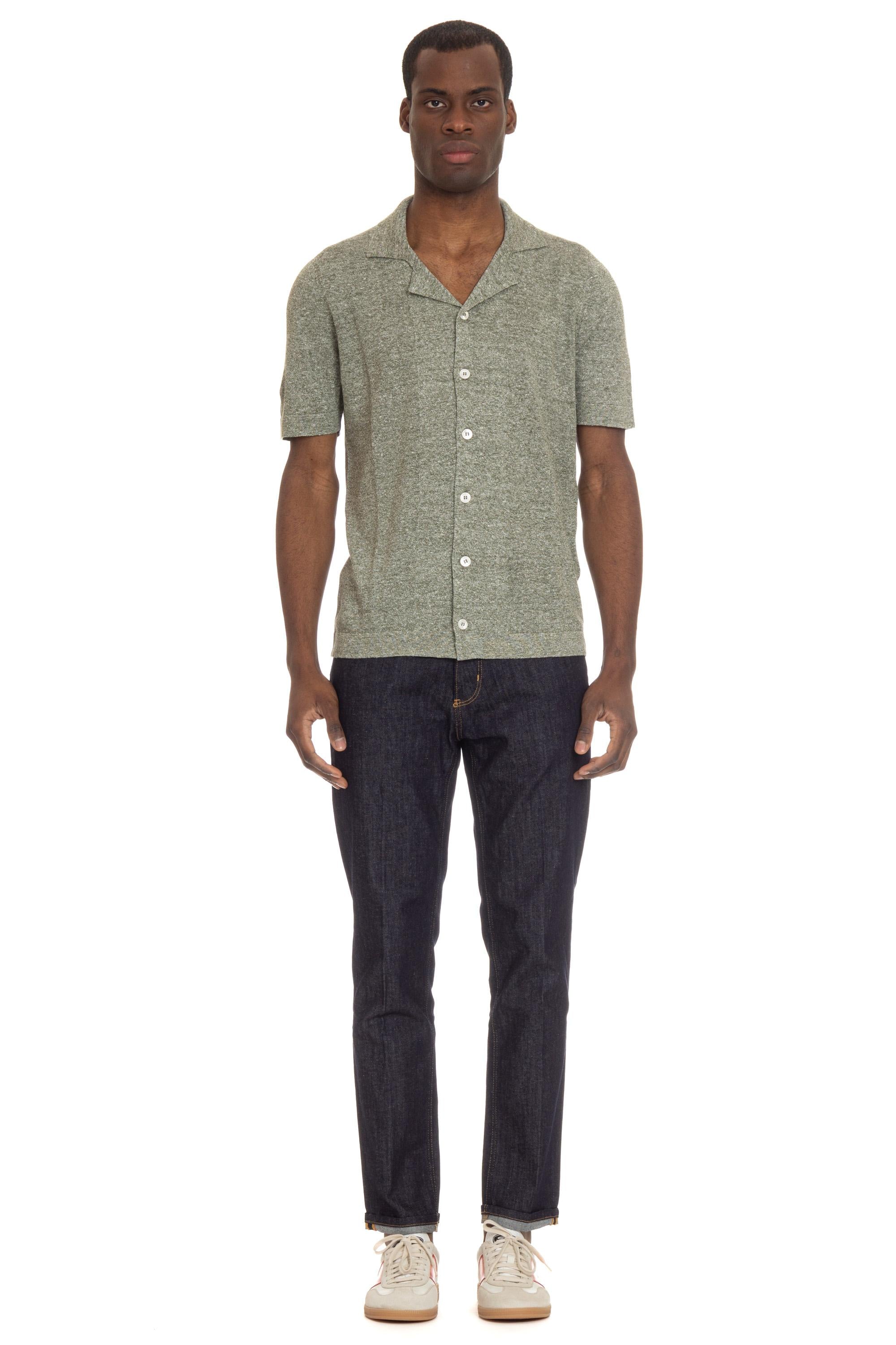 Camicia a maglieria mezza manica in lino-cotone 57184 18637/2 460 Gran Sasso 