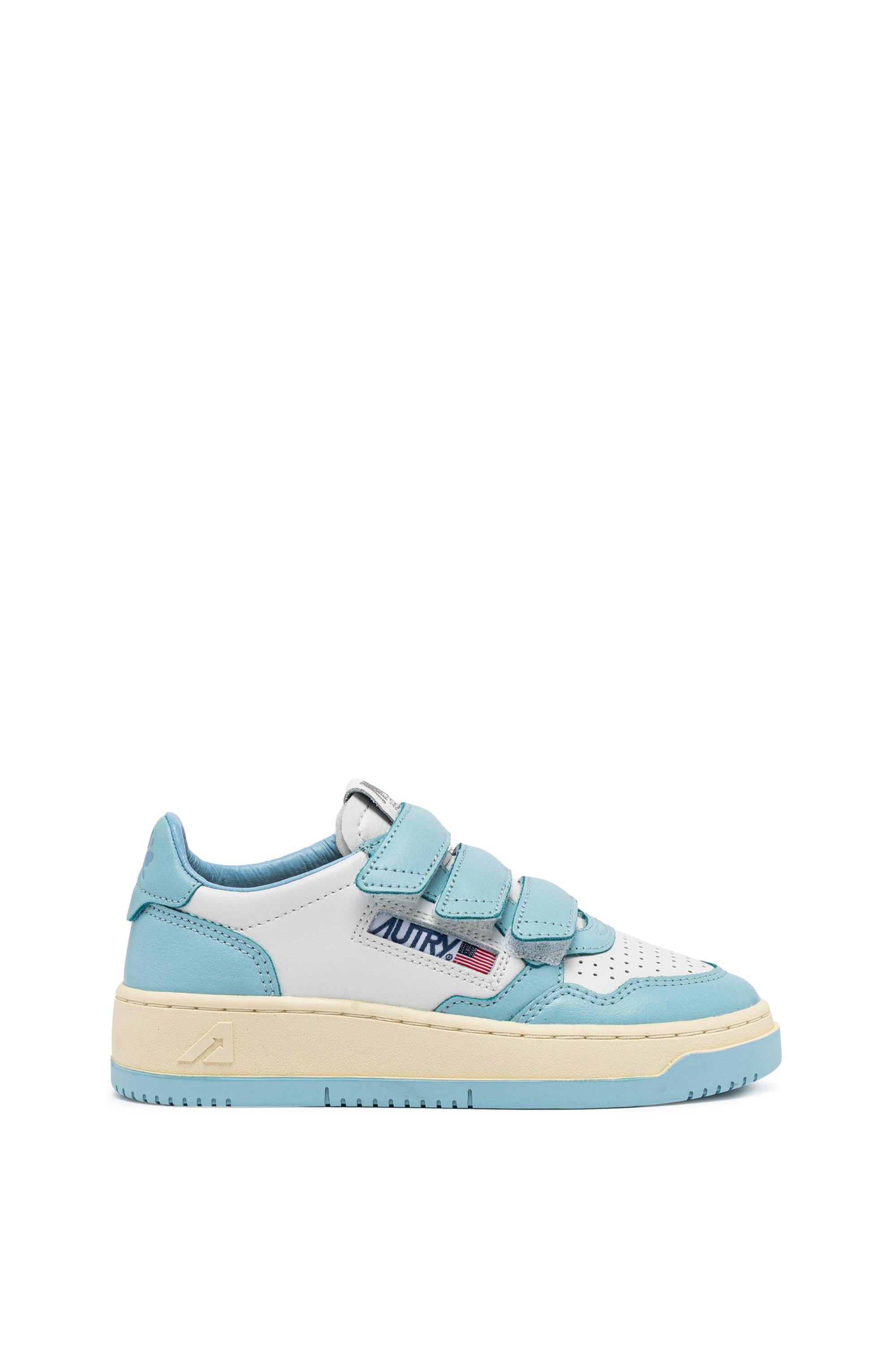 Autry Sneaker Medalist bambino bicolor in pelle con strappi KILK WB03 WHT/ACQUAT 