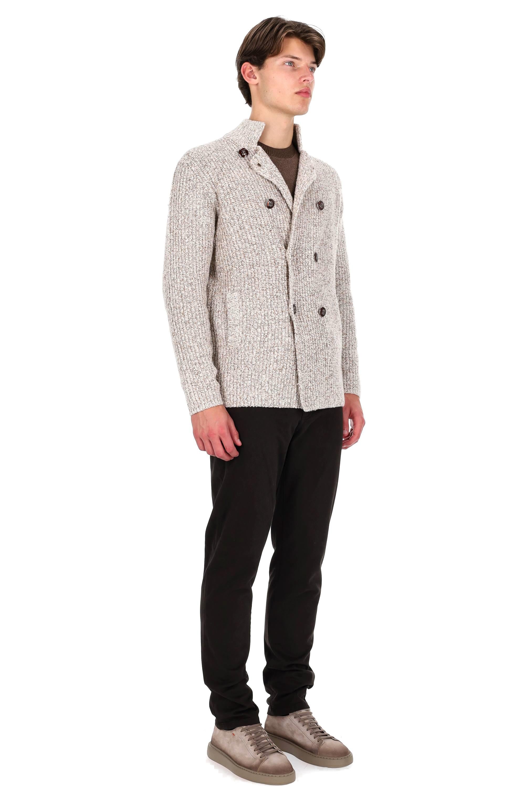 Brunello Cucinelli Giacca-maglia doppiopetto in lana-seta moulinè MRI55501 CHL05 