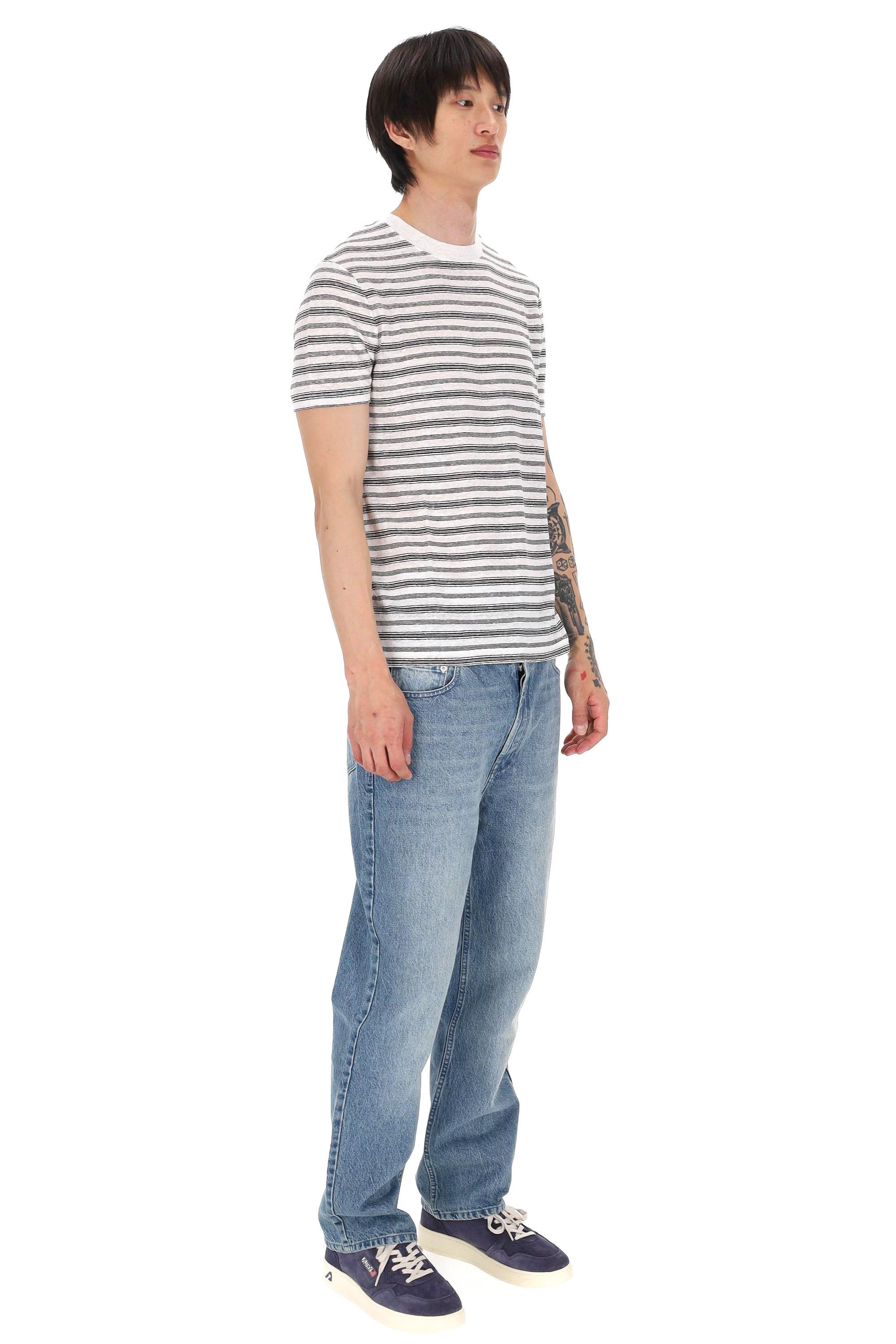 A.P.C. T-shirt rigata in lino mod. Raye LIAEZ-H26566 CAA-MARRON 