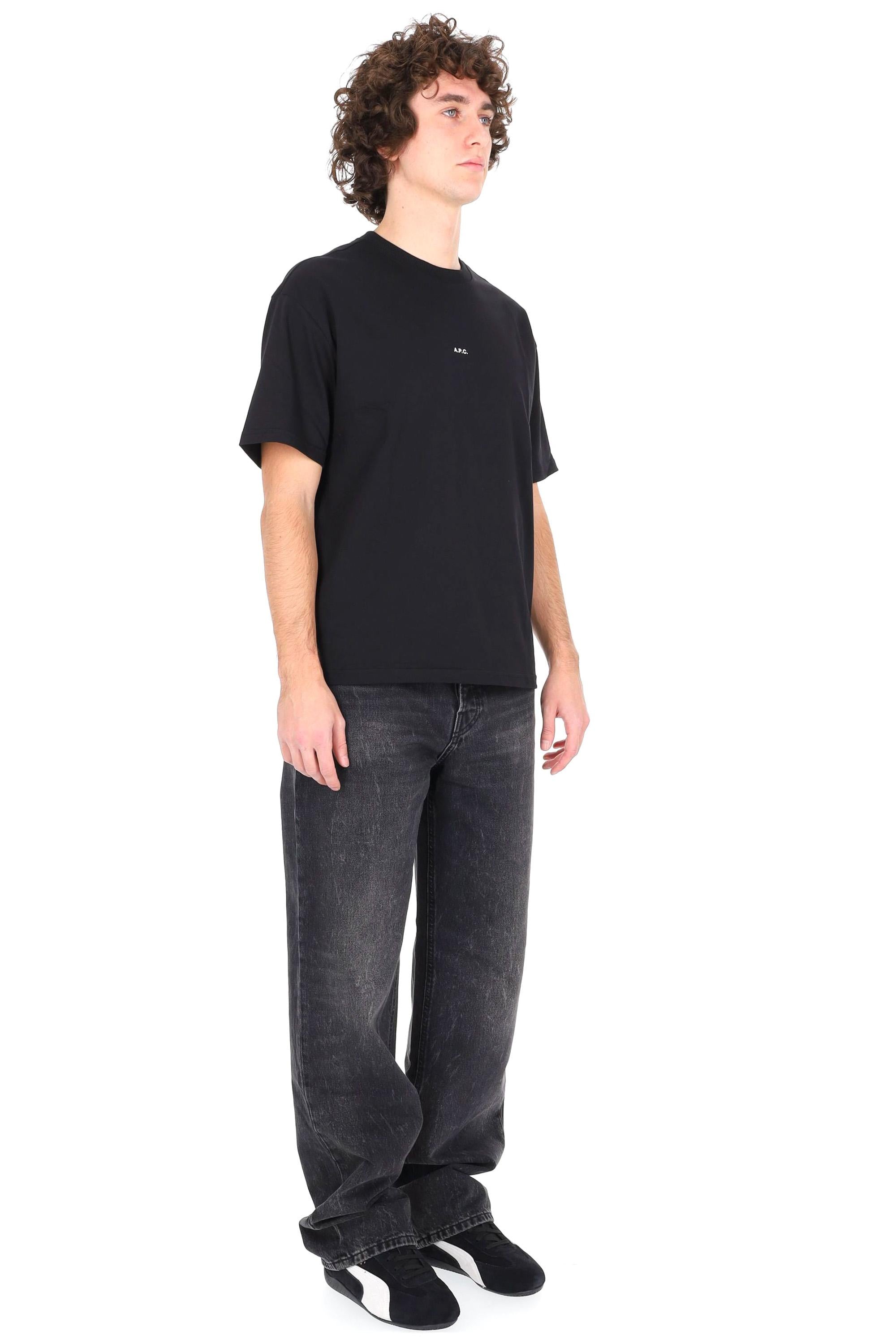 A.P.C. T-shirt in cotone con logo centrale COHBW-H26386 TZC-NOIR/BLANC 