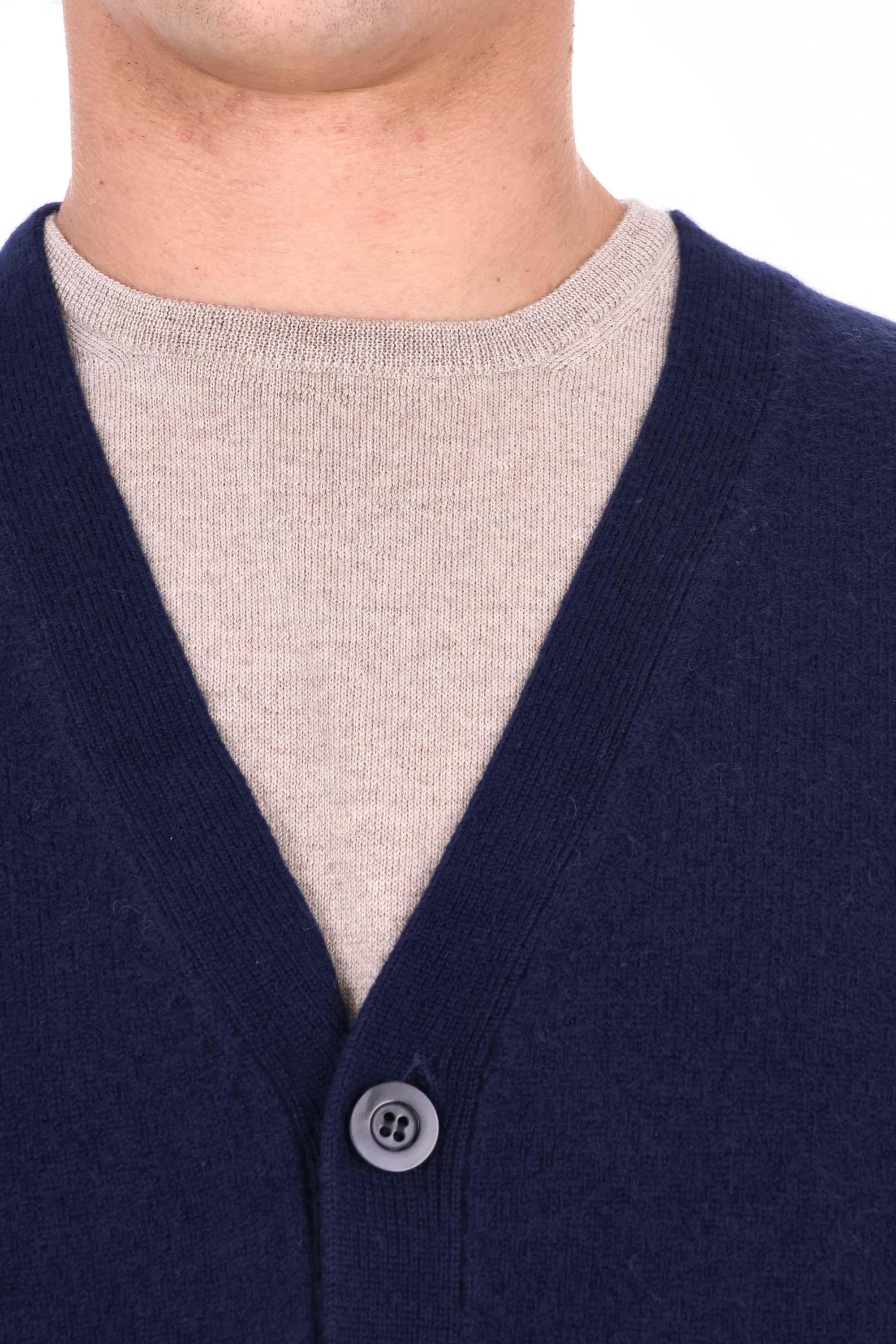 A.P.C. Cardigan in pura lana con logo WVBDK-H22305 IAK-DARK NAVY 