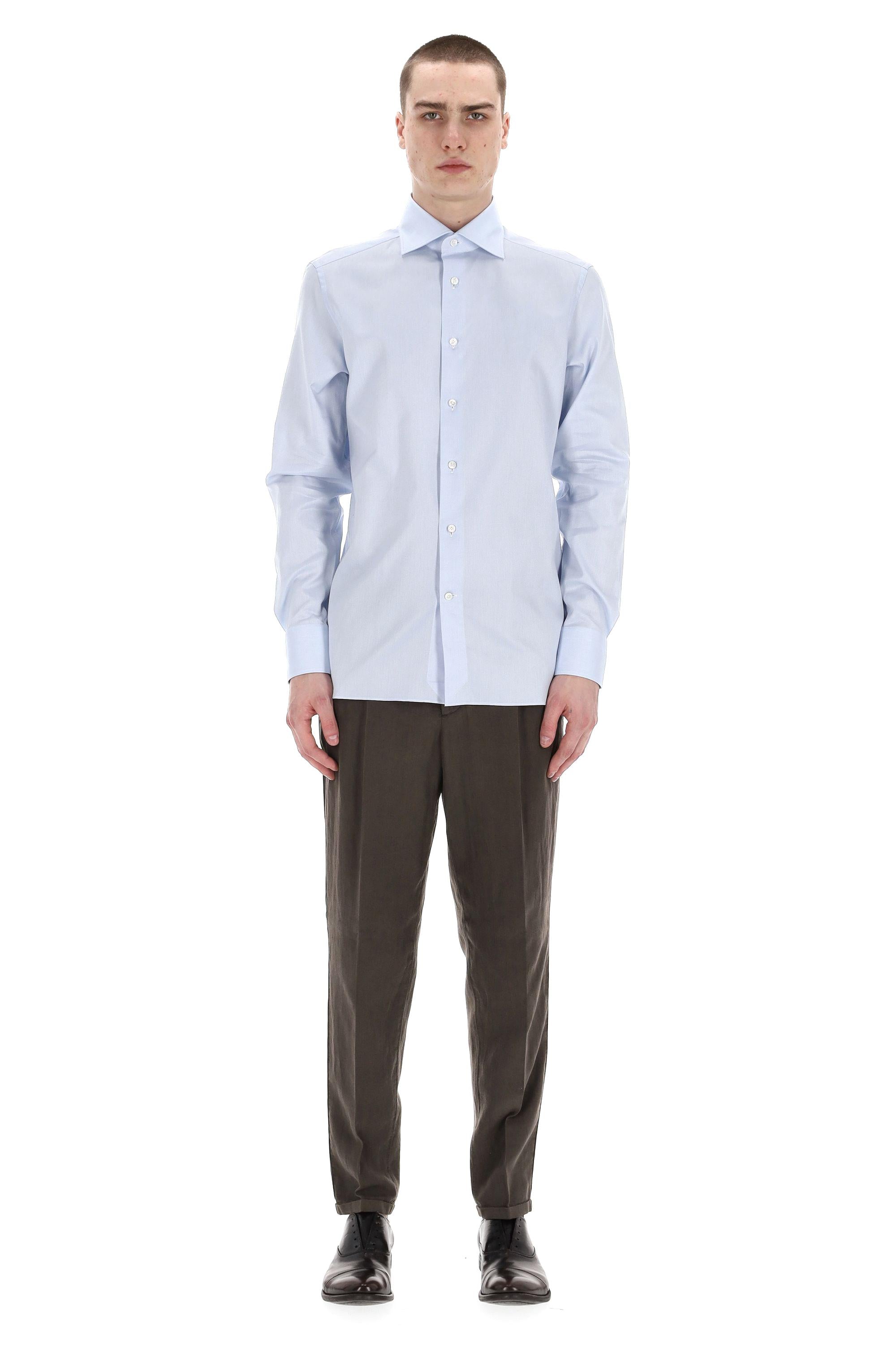Zegna Camicia tramata in cotone Trofeo 903902A9 9MS0BA AZZ 