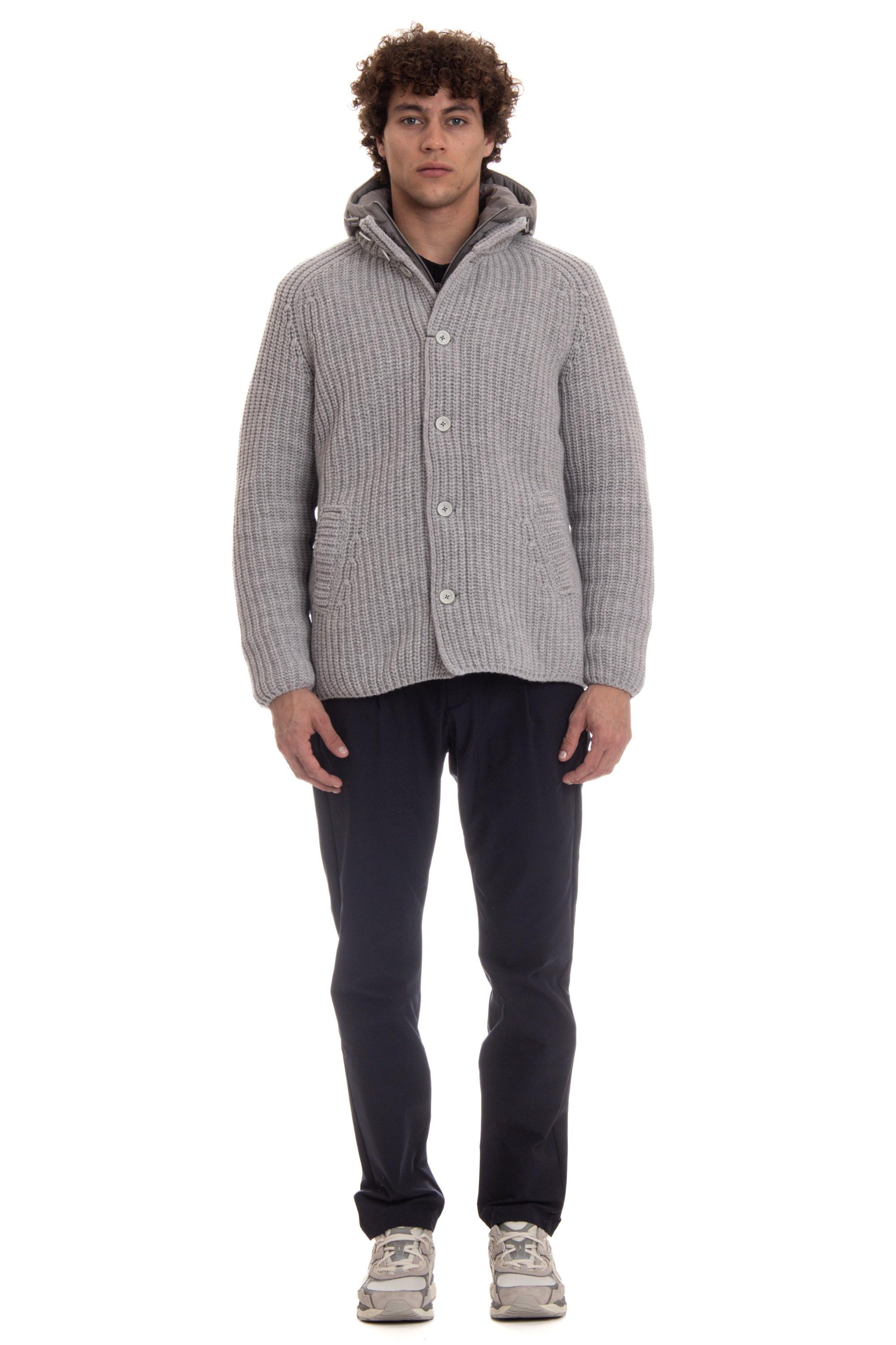 Giubbotto in lana punto pannocchia con doppio colletto removibile MC000150U 70016 9404 Herno 