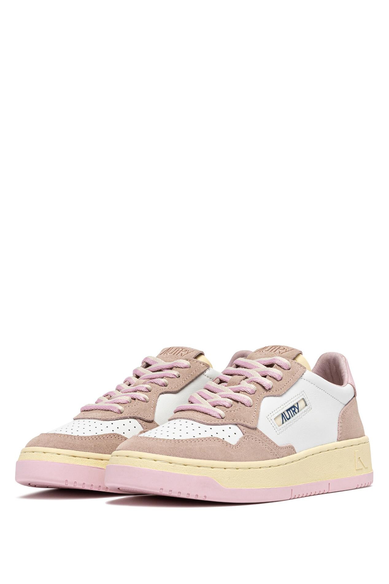 Autry Sneaker donna Medalist in pelle e camoscio lacci bicolor AULW BW01 WHT/PHARD 